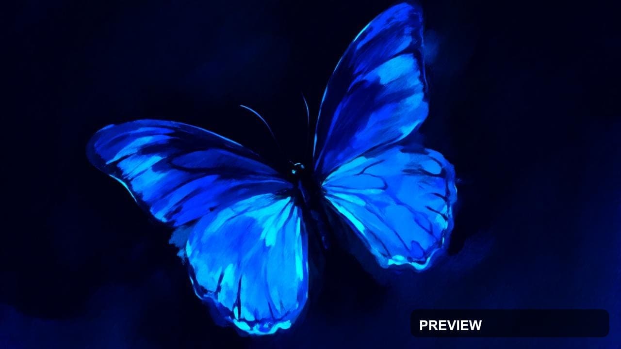 Butterflies, Neon Noir aesthetic, Watercolor, Mysterious mood, Blue accents, ... — wallpaper — 1280×720, Neon, Cinematic, Mysterious