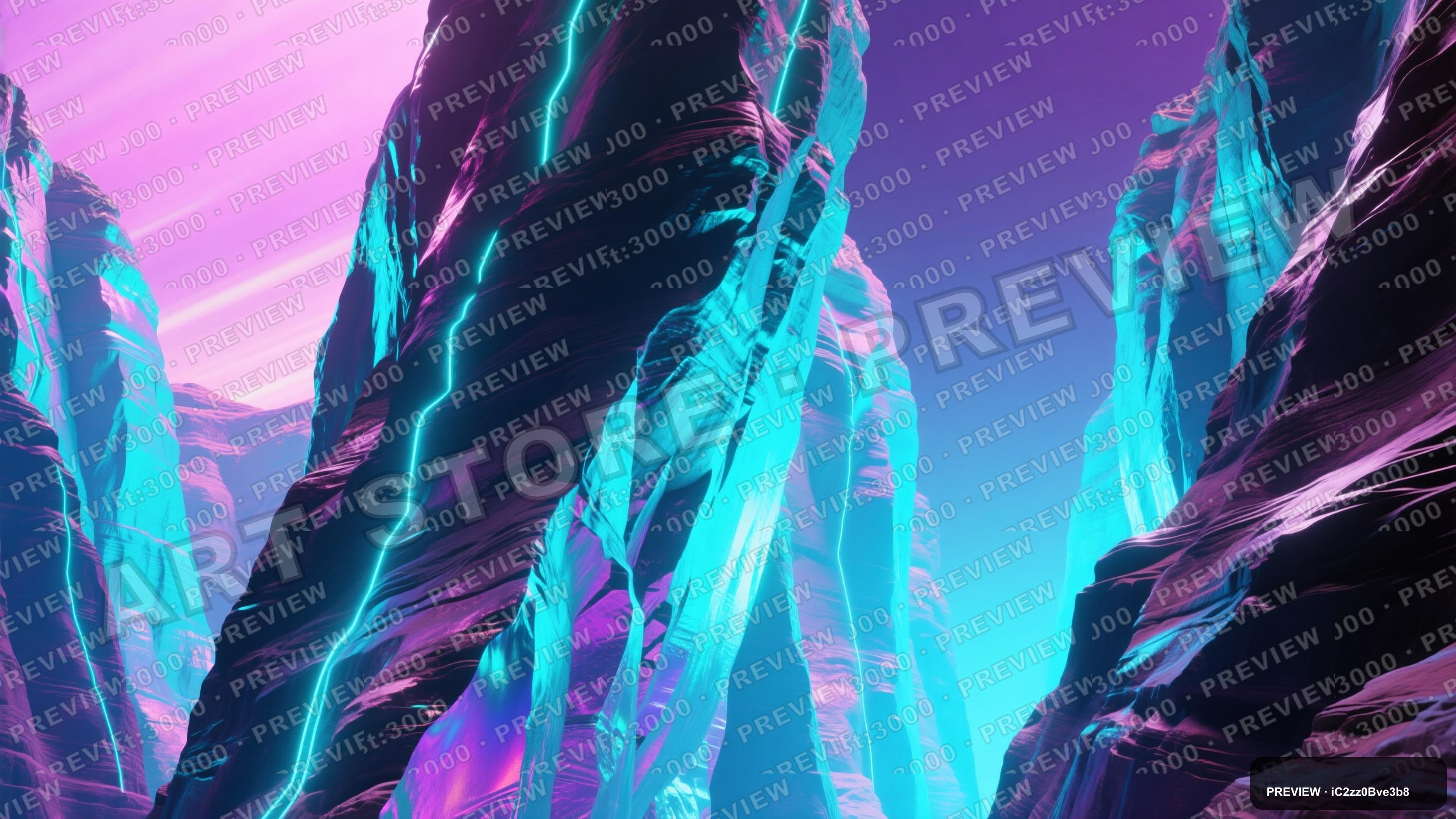 Canyon, Synthwave aesthetic, Holographic, Bright mood, Neon Cyan accents, ult... — wallpaper — 3840×2160, Neon, Cinematic, Bright