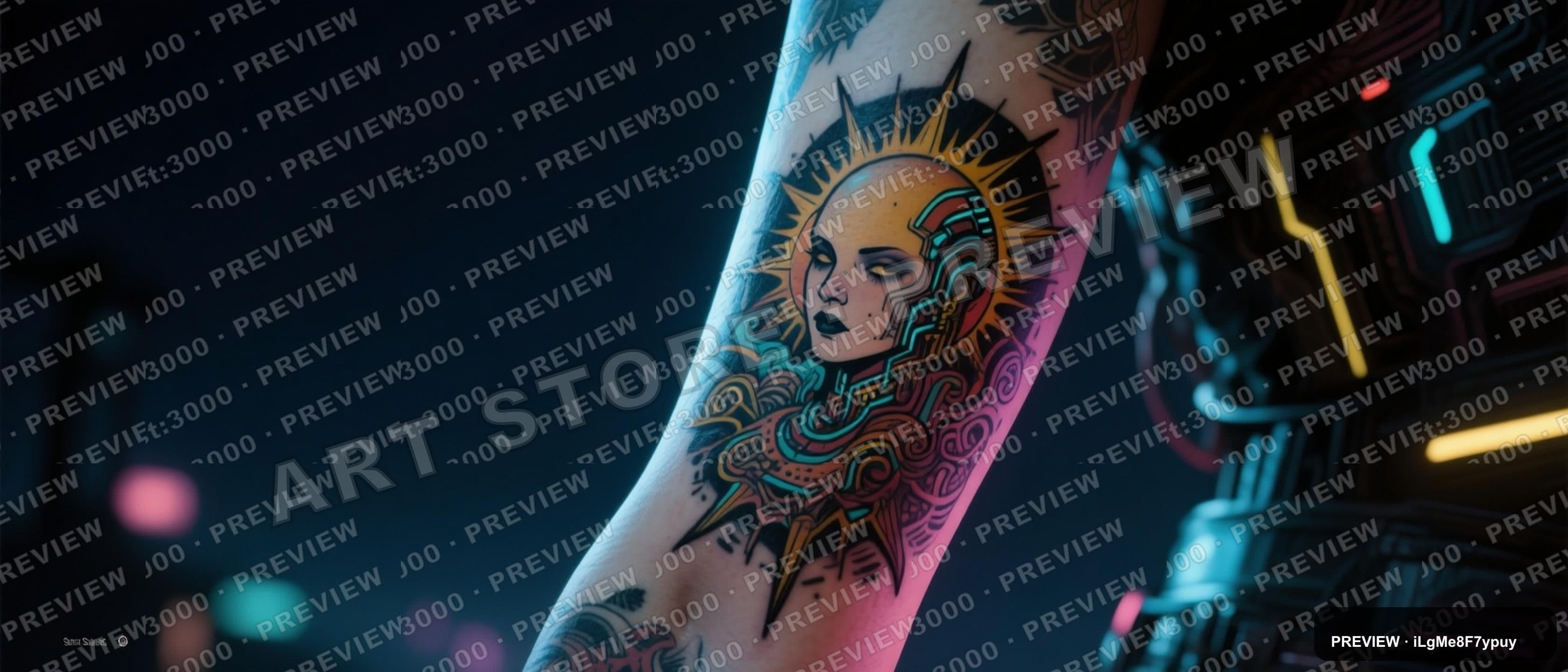Night, Solarpunk aesthetic, Tattoo Flash, Nostalgic mood, High Contrast accen... — wallpaper — 3360×1440, Space, Cinematic, Soft