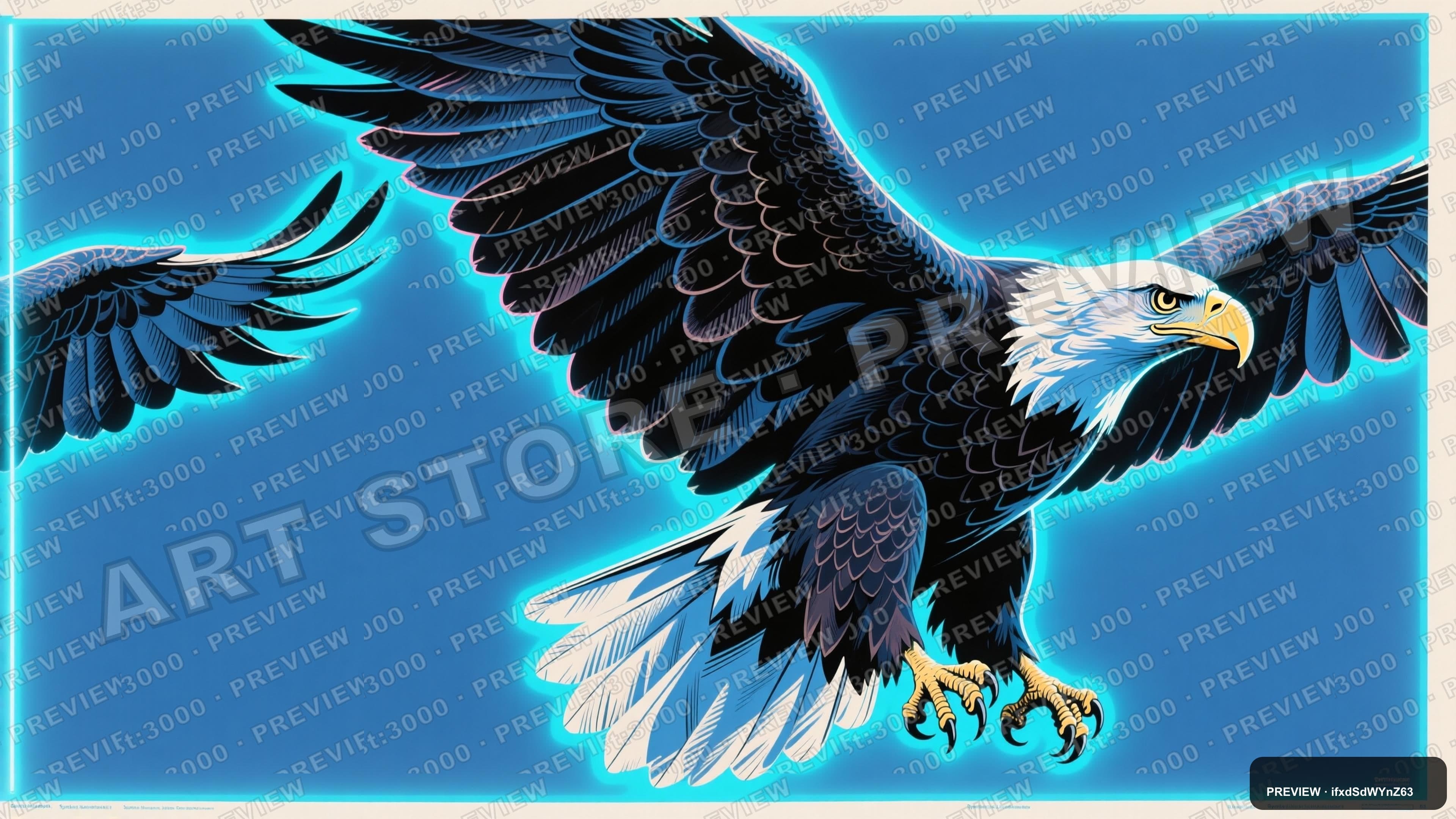 Eagles, Synthwave aesthetic, Lithograph, Calm mood, Neon Blue accents, Classi... — wallpaper — 3840×2160, Neon, Cinematic, Calm