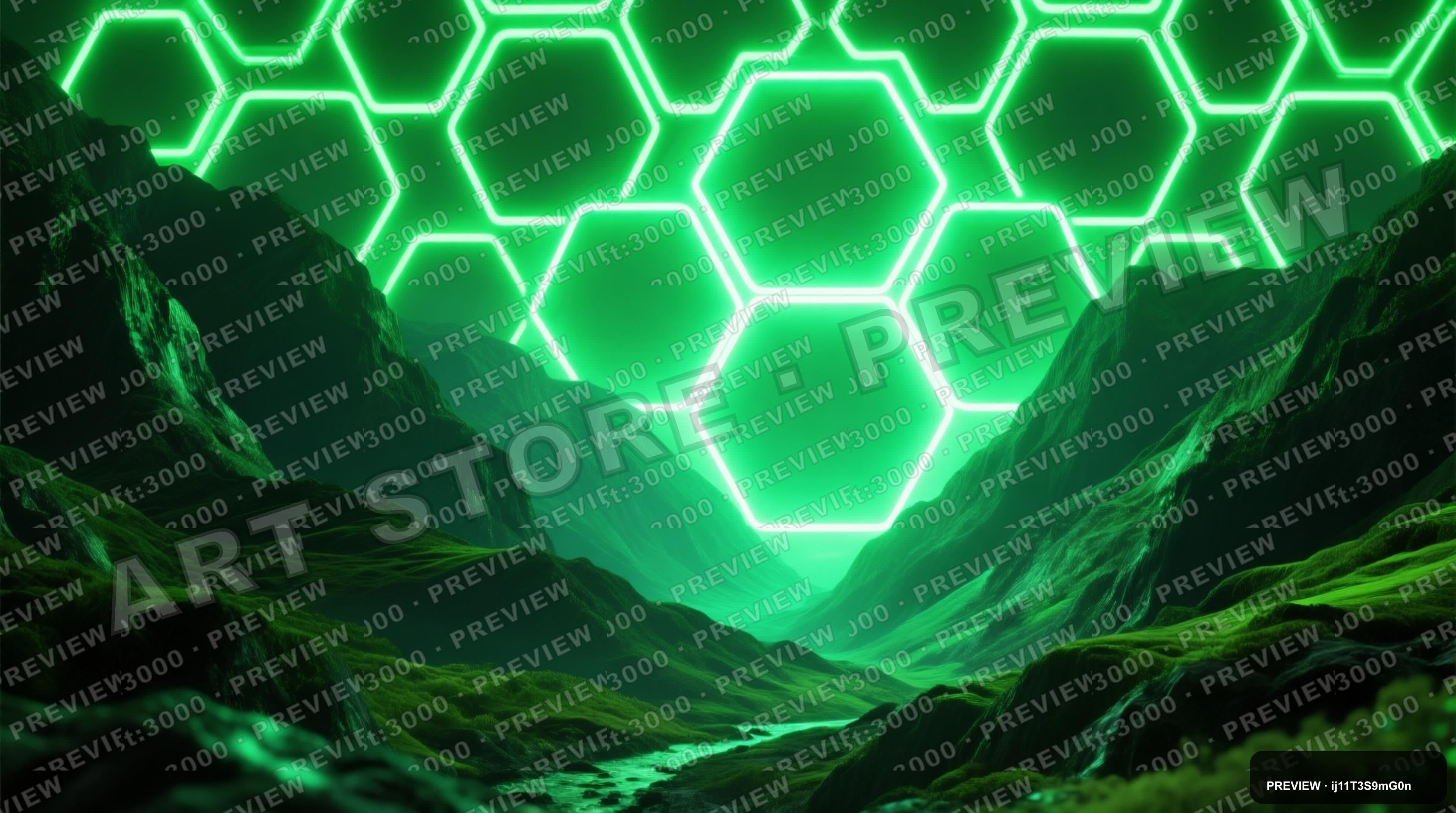 Valley, Neon aesthetic, Film Grain, Epic mood, Neon Green accents, Hexagons p... — wallpaper — 3840×2144, Neon, Cinematic, Epic