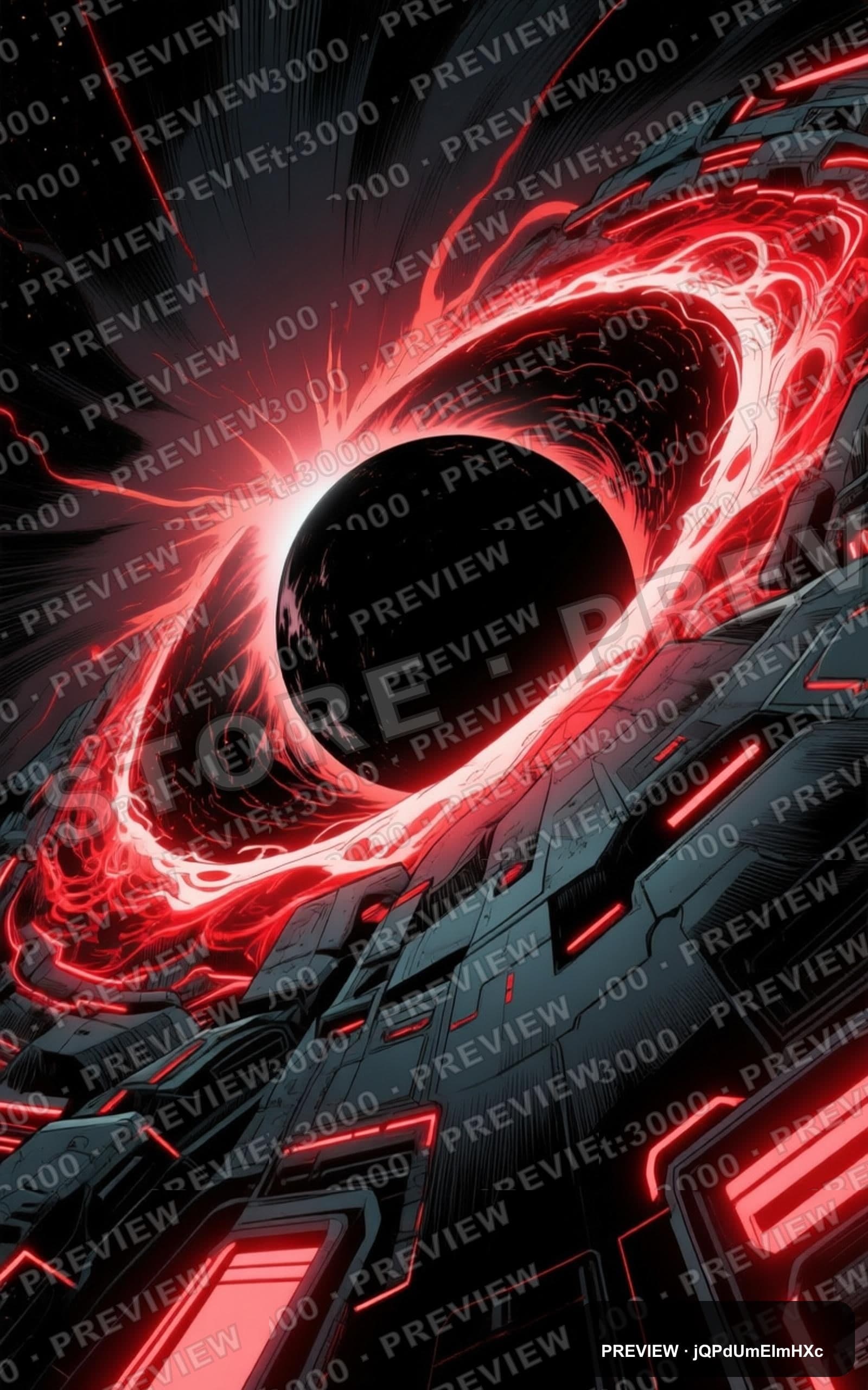 Black Hole, Solarpunk aesthetic, Comic Book, Luxurious mood, Neon Red accents... — wallpaper — 1600×2560, Neon, Cinematic, Soft
