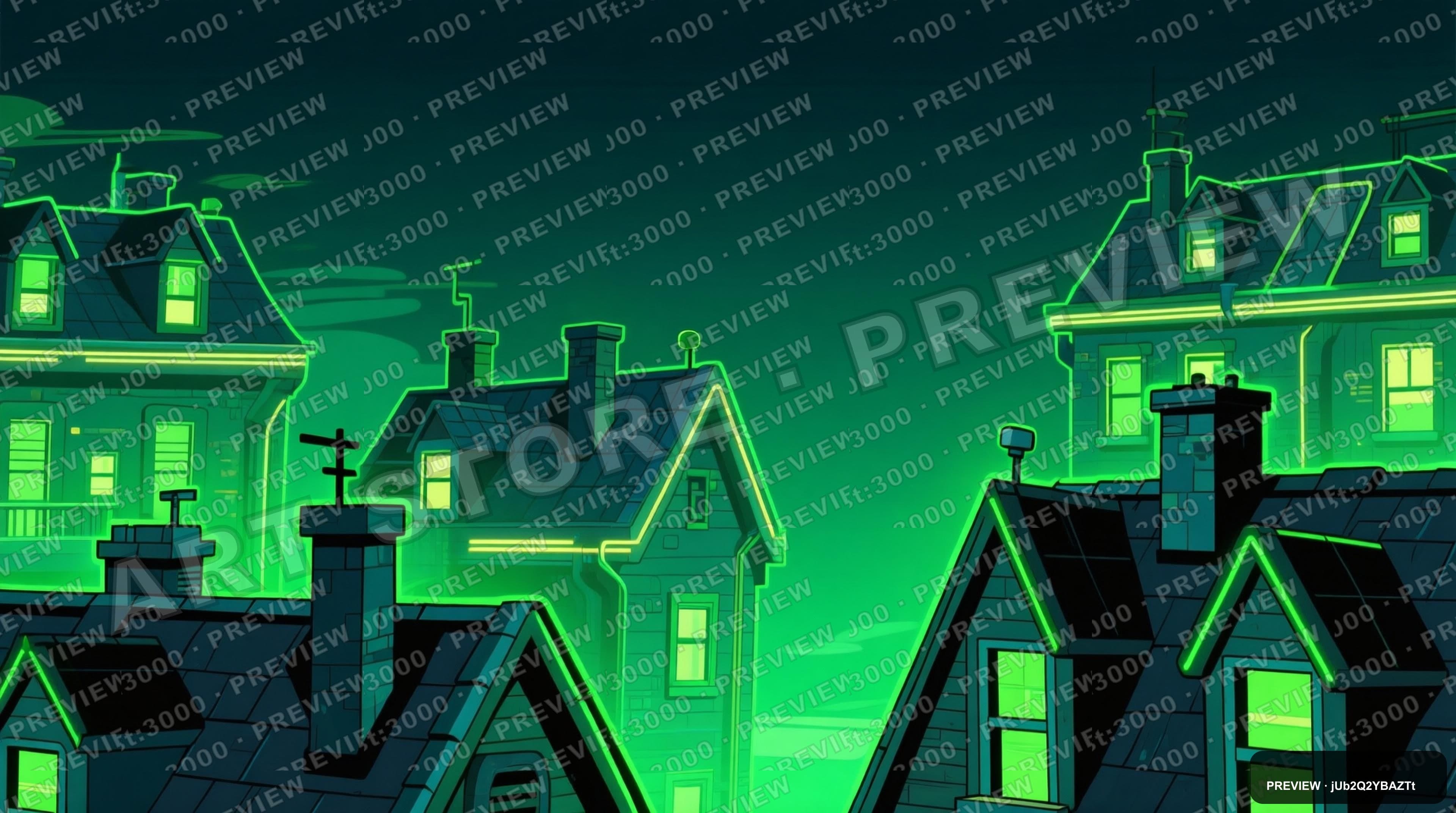 Rooftops, Retro Arcade aesthetic, Cel Shaded, Nostalgic mood, Green accents, ... — wallpaper — 3840×2144, Neon, Cinematic, Nostalgic