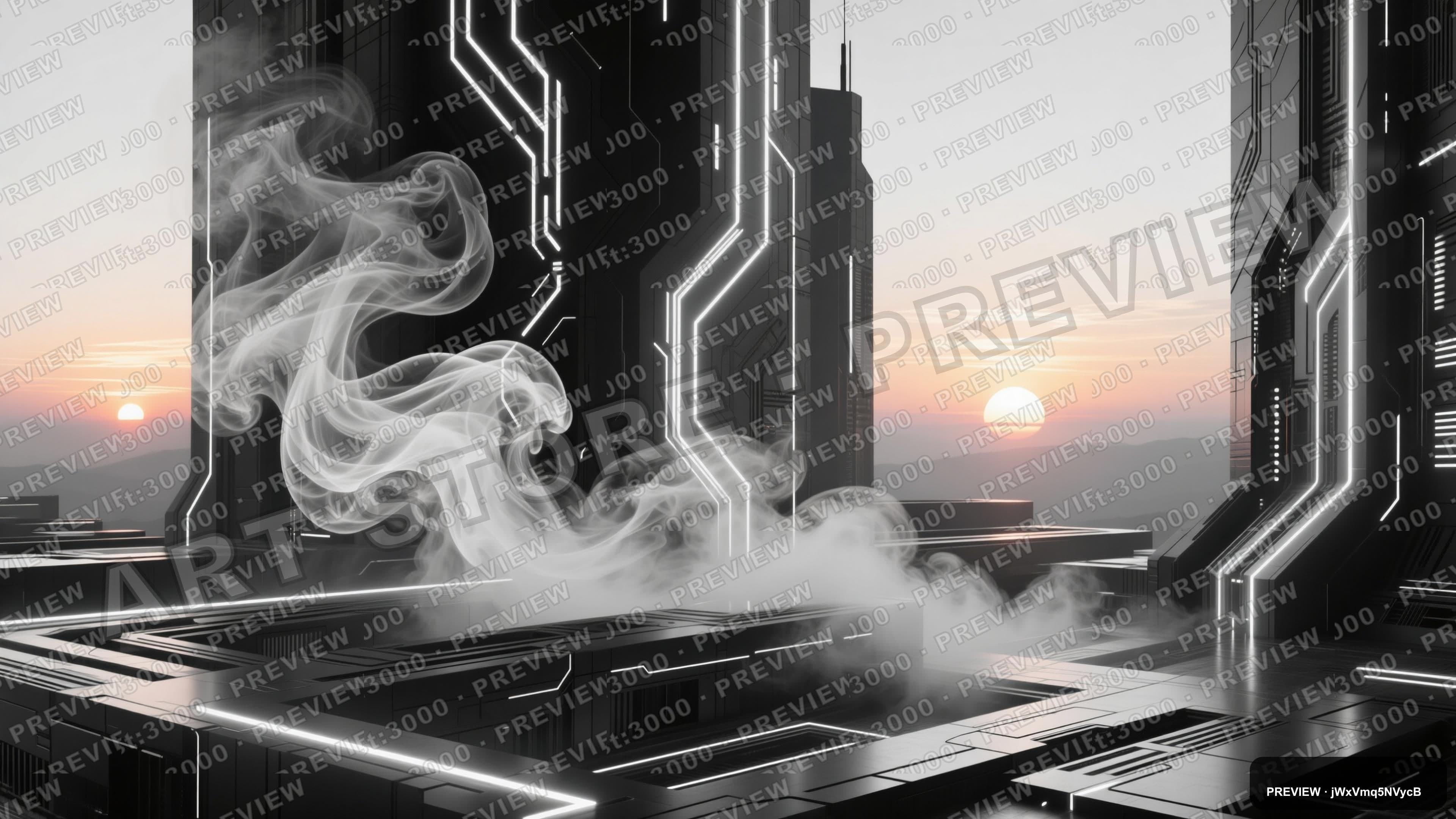 Sunrise, Tech aesthetic, Architectural Visualization, Serene mood, Monochrome... — wallpaper — 3840×2160, Neon, Cinematic, Serene