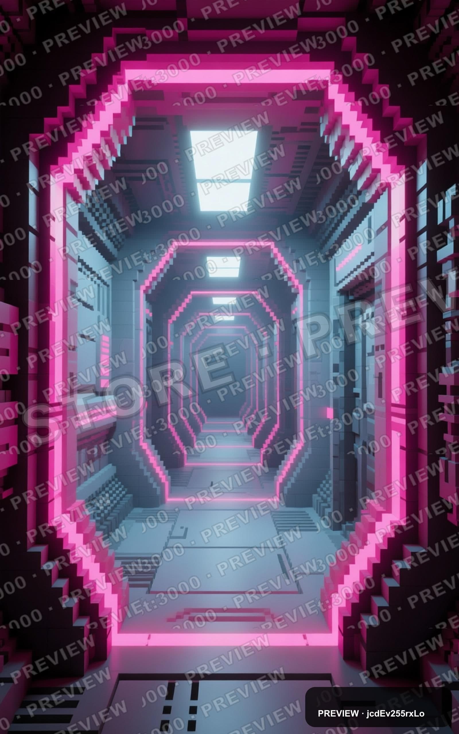 Sci‑Fi Corridor, Industrial aesthetic, Voxel Art, Bold mood, Fuchsia accents,... — wallpaper — 1600×2560, Sci‑Fi, Cinematic, Bold