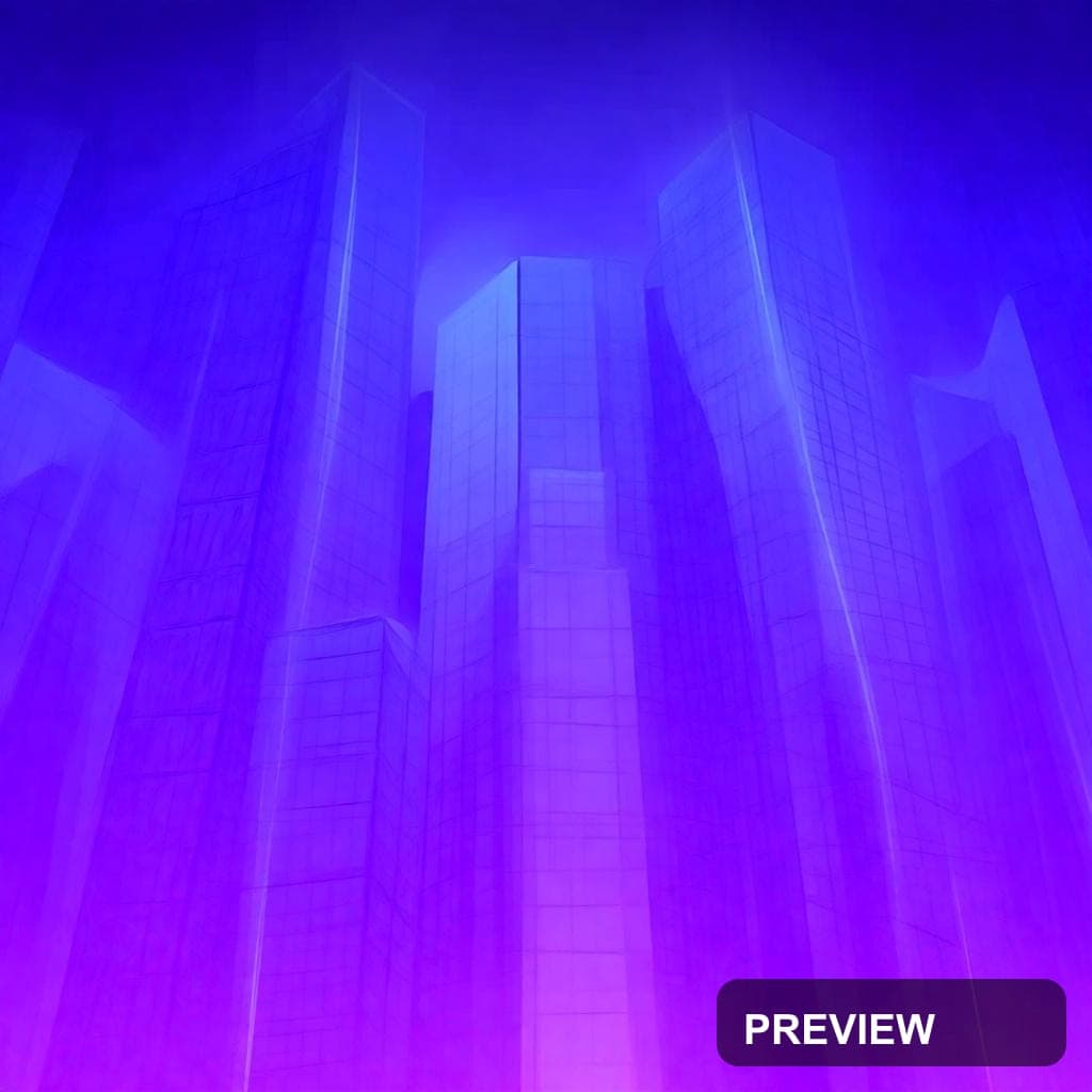 Glass Towers, Bright aesthetic, Stylized Illustration, Dreamy mood, Neon Purp... — wallpaper — 1024×1024, Neon, Cinematic, Dreamy