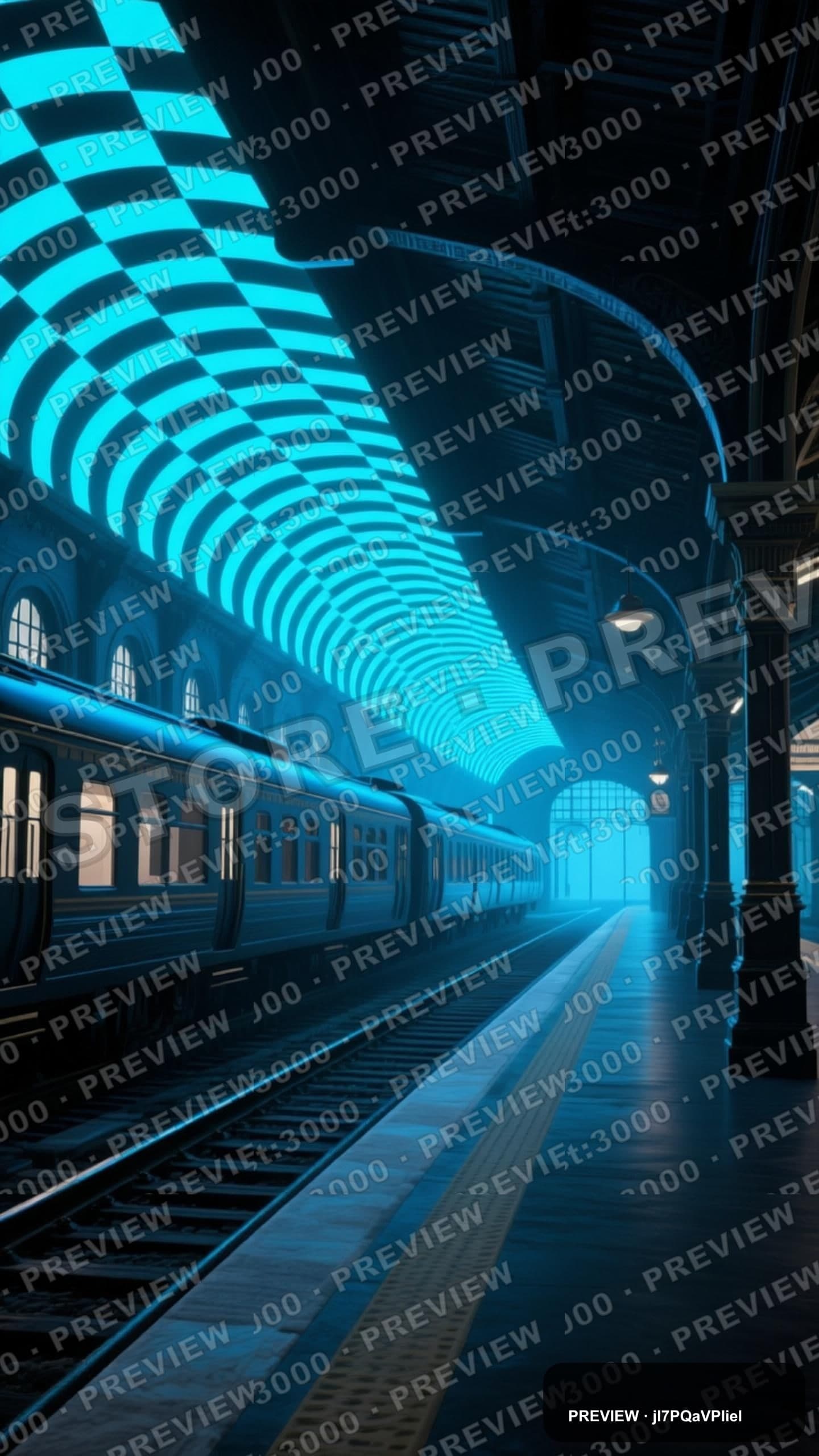 Train Station, Chill aesthetic, Architectural Visualization, Mysterious mood,... — wallpaper — 1440×2560, Neon, Cinematic, Mysterious