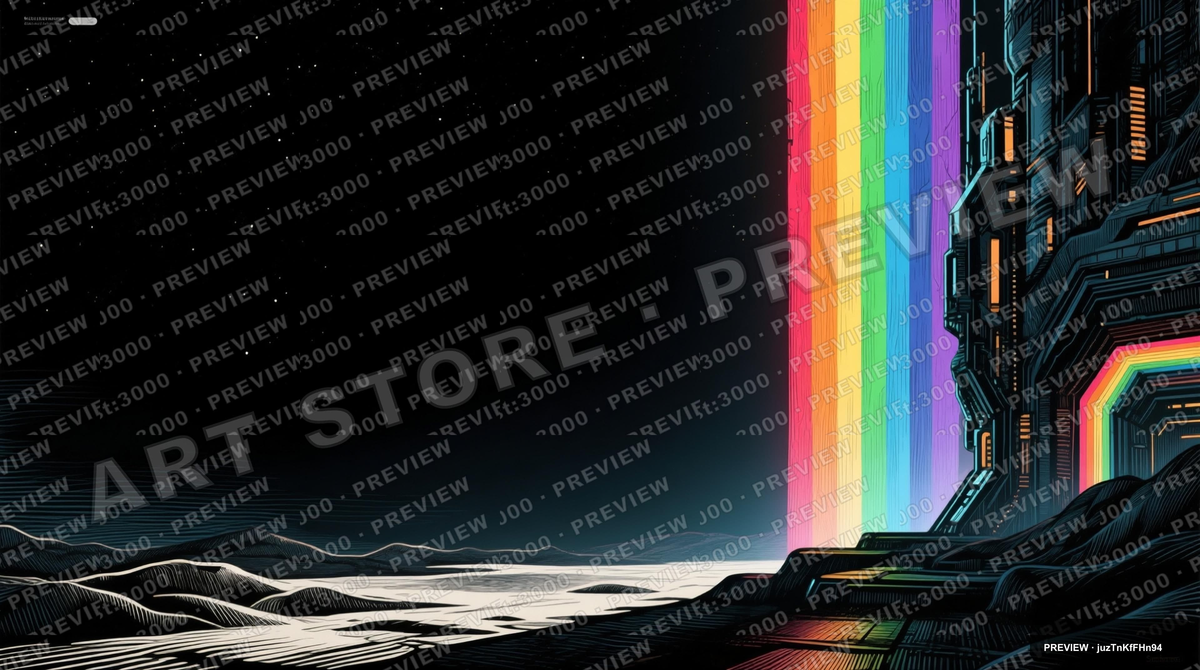 Night, Solarpunk aesthetic, Etching, Noir mood, Rainbow accents, high detail,... — wallpaper — 3840×2144, Neon Noir, Cinematic, Soft