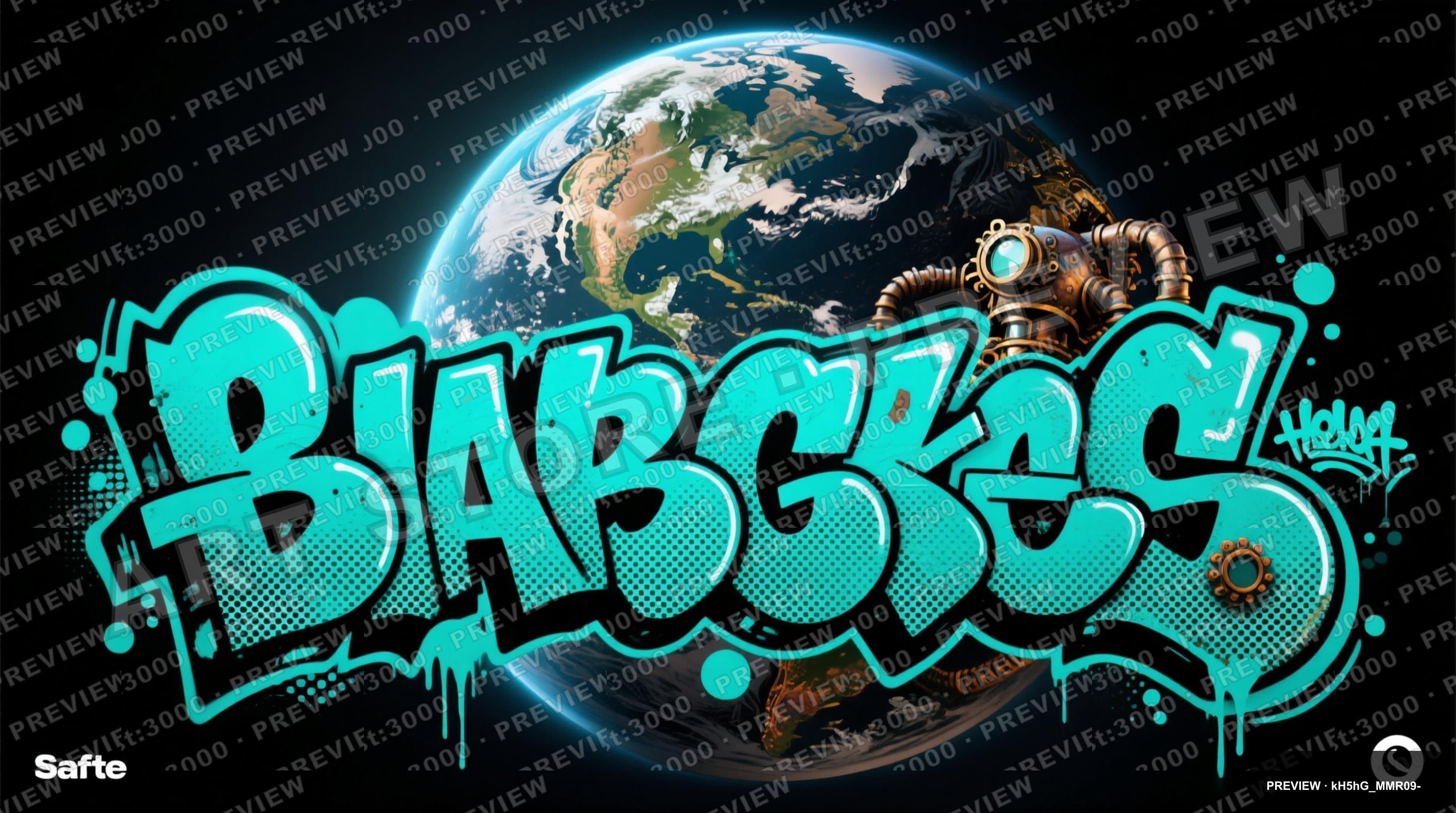 Planet, Steampunk aesthetic, Graffiti, Bold mood, Turquoise accents, Halftone... — wallpaper — 3840×2144, Space, Cinematic, Bold