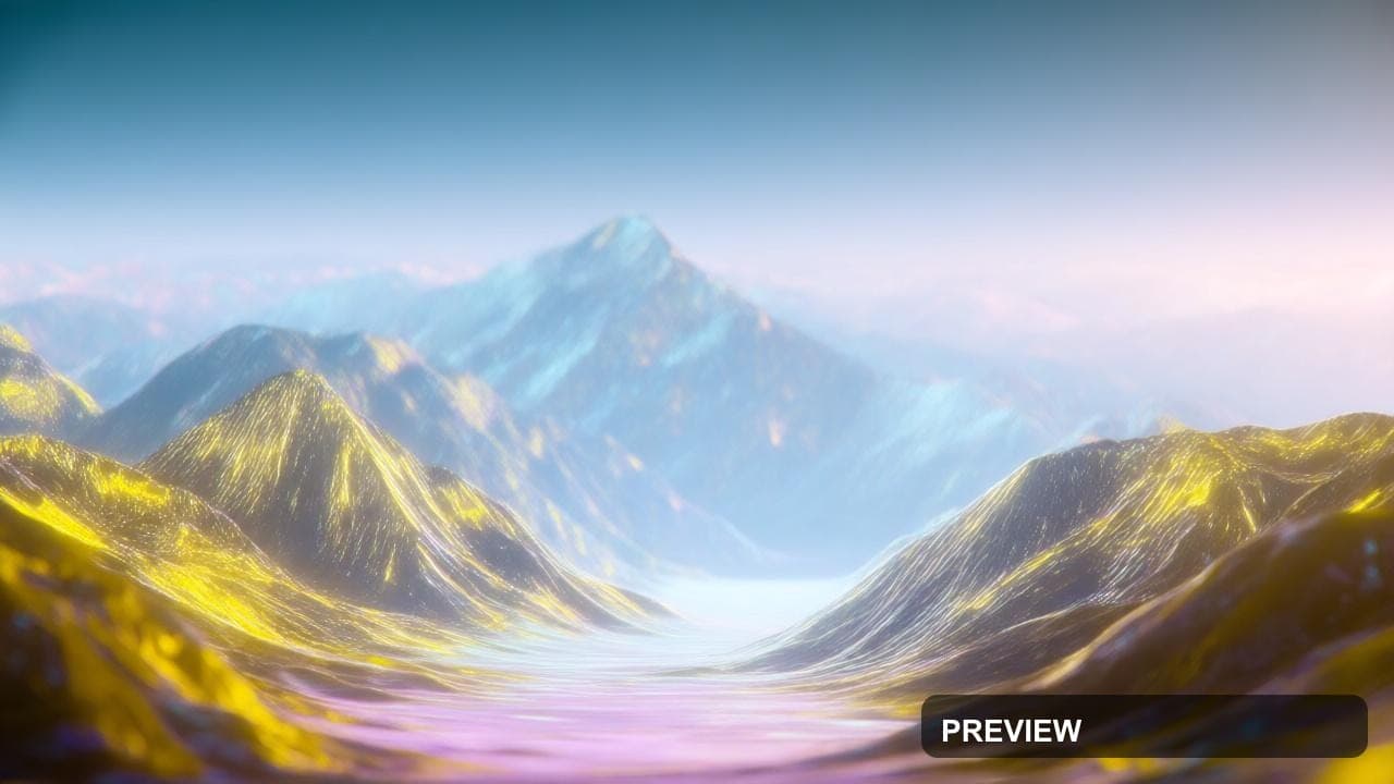 Mountains, Synthwave aesthetic, Holographic, Meditative mood, Neon Yellow acc... — wallpaper — 1280×720, Neon, Cinematic, Soft