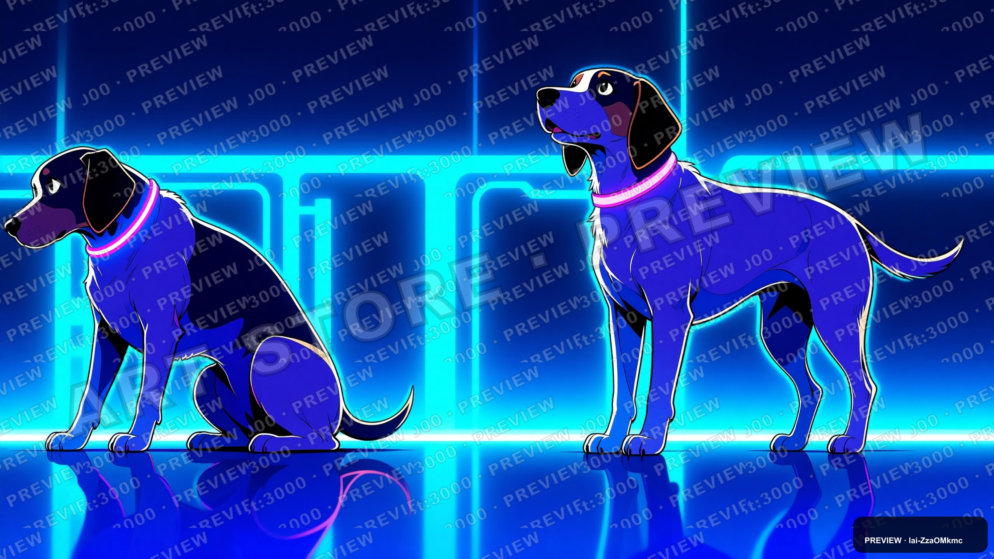 Dogs, Neon aesthetic, Manga, Bright mood, Neon Blue accents, Light Leaks patt... — wallpaper — 3840×2160, Neon, Cinematic, Bright