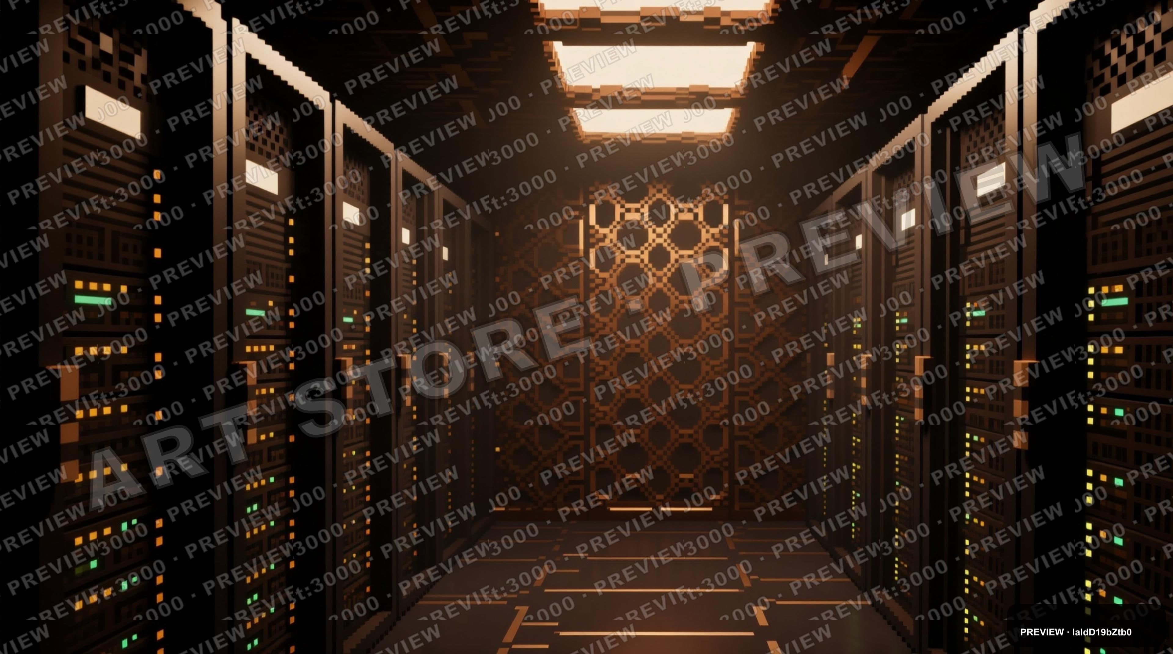 Server Room, Dark aesthetic, Voxel Art, Luxurious mood, Brown accents, Tessel... — wallpaper — 3840×2144, Space, Cinematic, Dark