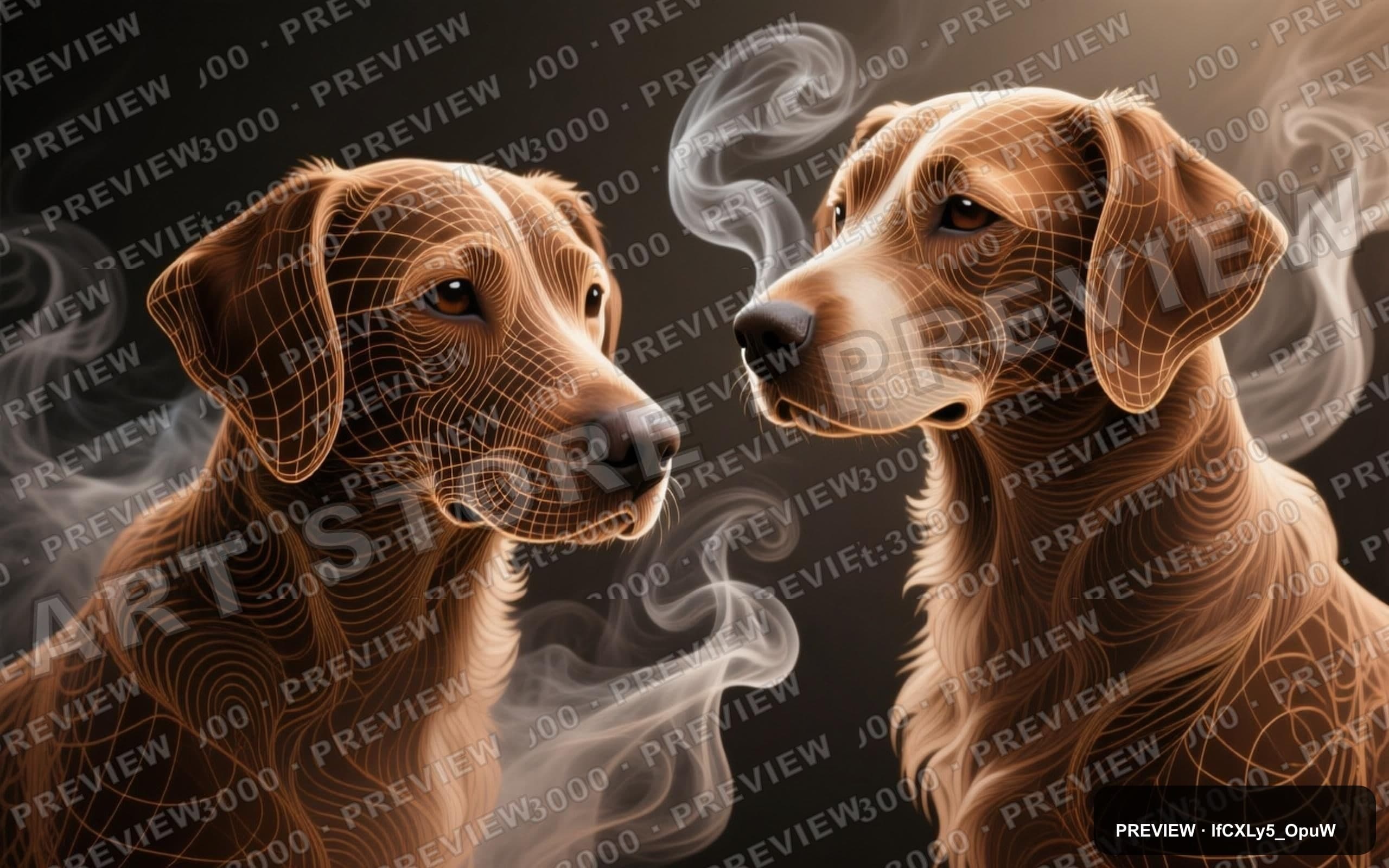 Dogs, Fantasy aesthetic, Wireframe, Serene mood, Brown accents, Smoke Swirls ... — wallpaper — 2560×1600, Space, Cinematic, Serene