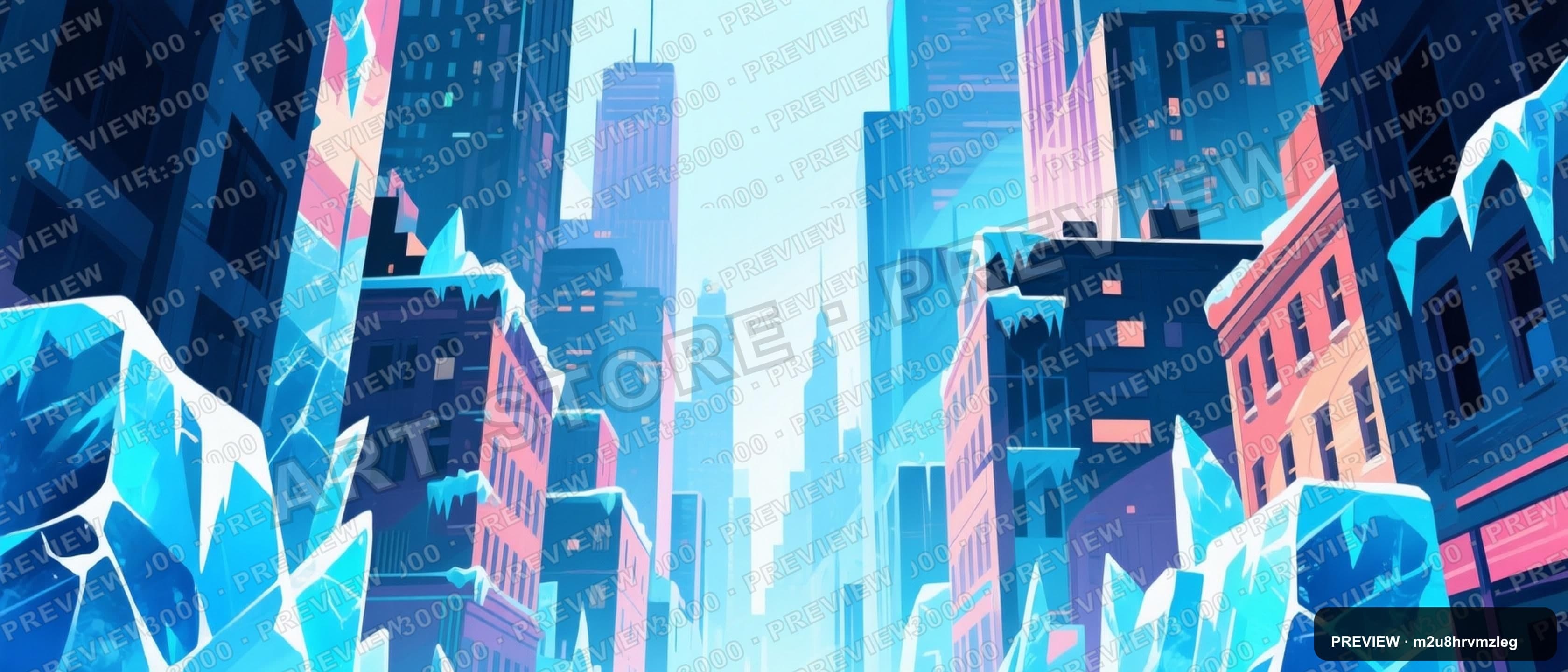 Downtown, Abstract aesthetic, Cel Shaded, Energetic mood, Ice Tones accents, ... — wallpaper — 3360×1440, Space, Cinematic, Energetic