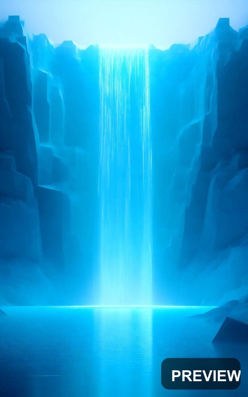 Waterfall, Tech aesthetic, Geometric, Meditative mood, Cyan accents, high det... — wallpaper — 800×1280, Space, Cinematic, Soft