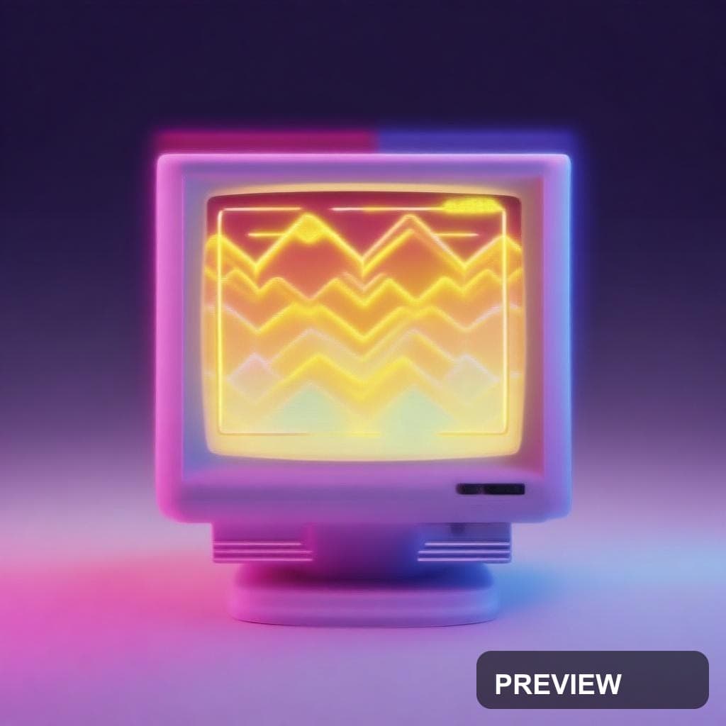 CRT Monitor, Vaporwave aesthetic, Gradient, Playful mood, Neon Yellow accents... — wallpaper — 1024×1024, Neon, Cinematic, Soft