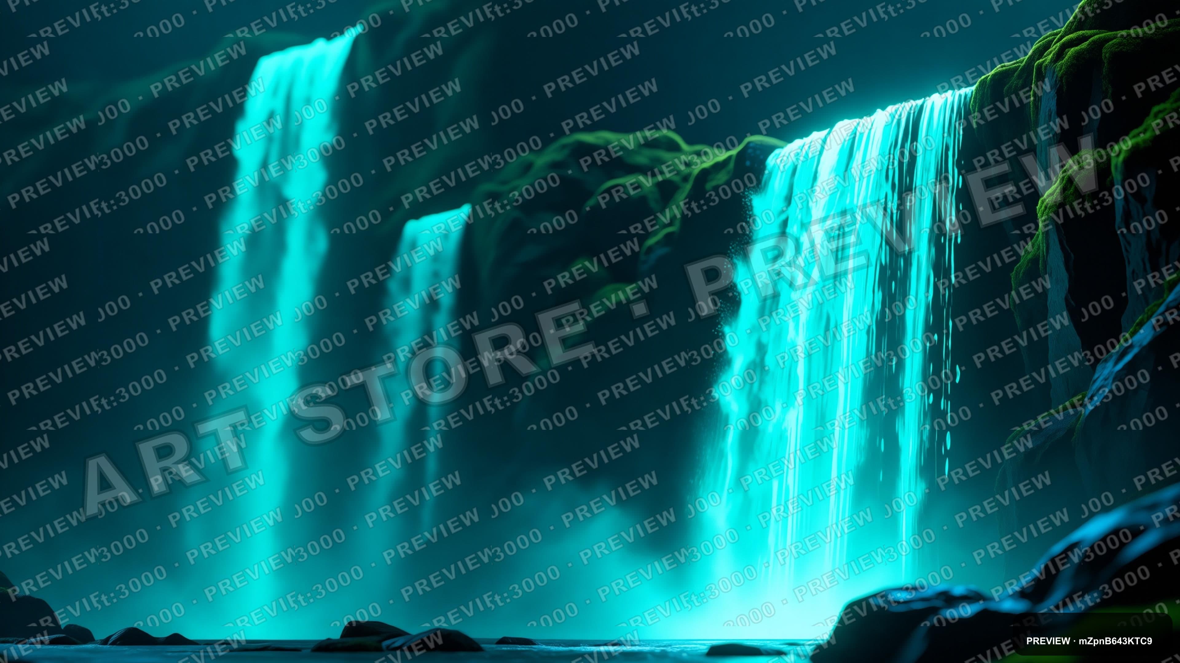 Waterfall · Neon · Cinematic — wallpaper — 3840×2160, Neon, Cinematic, Clean