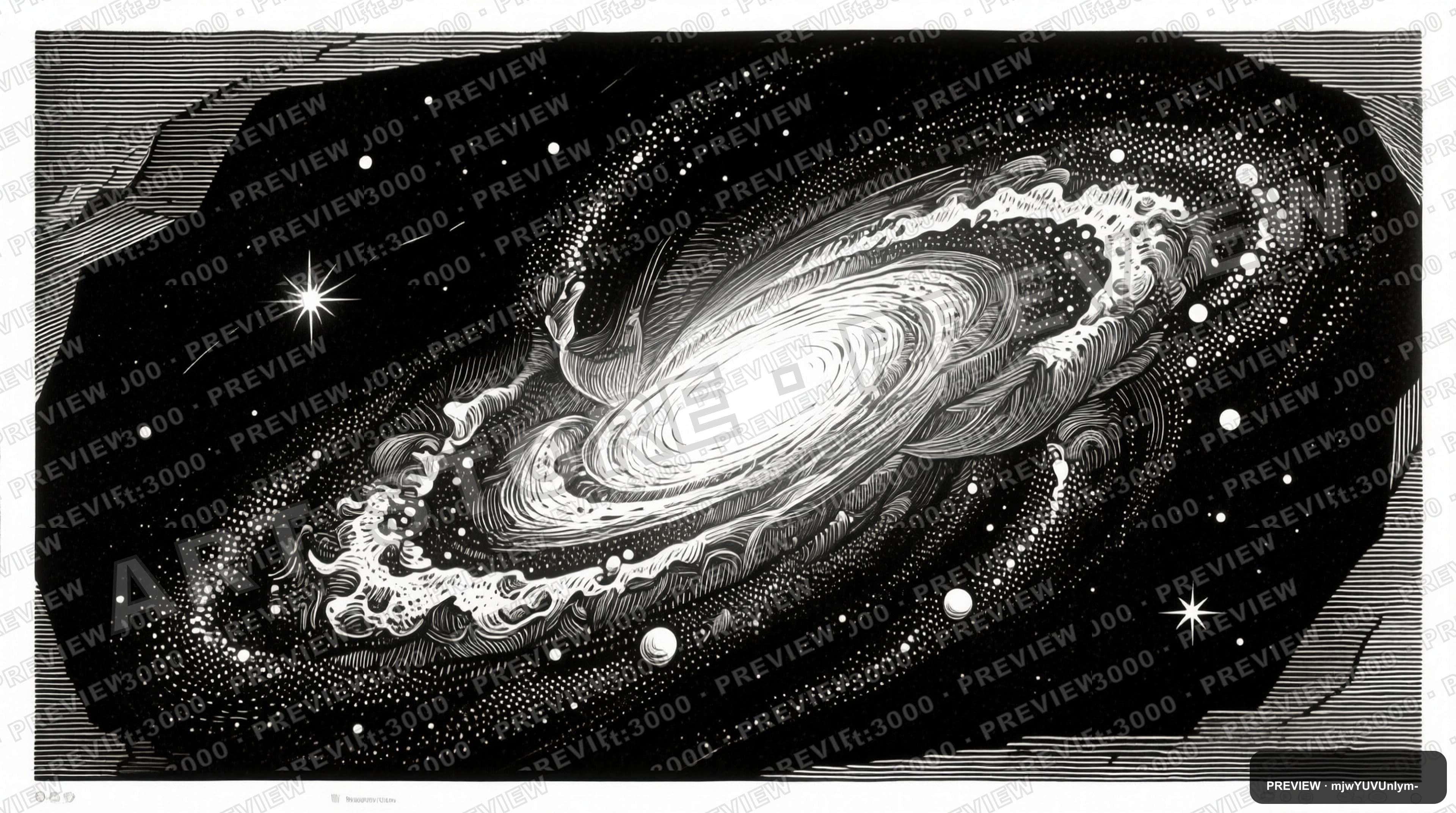 Galaxy, Industrial aesthetic, Etching, Meditative mood, White accents, high d... — wallpaper — 3840×2144, Space, Cinematic, Soft