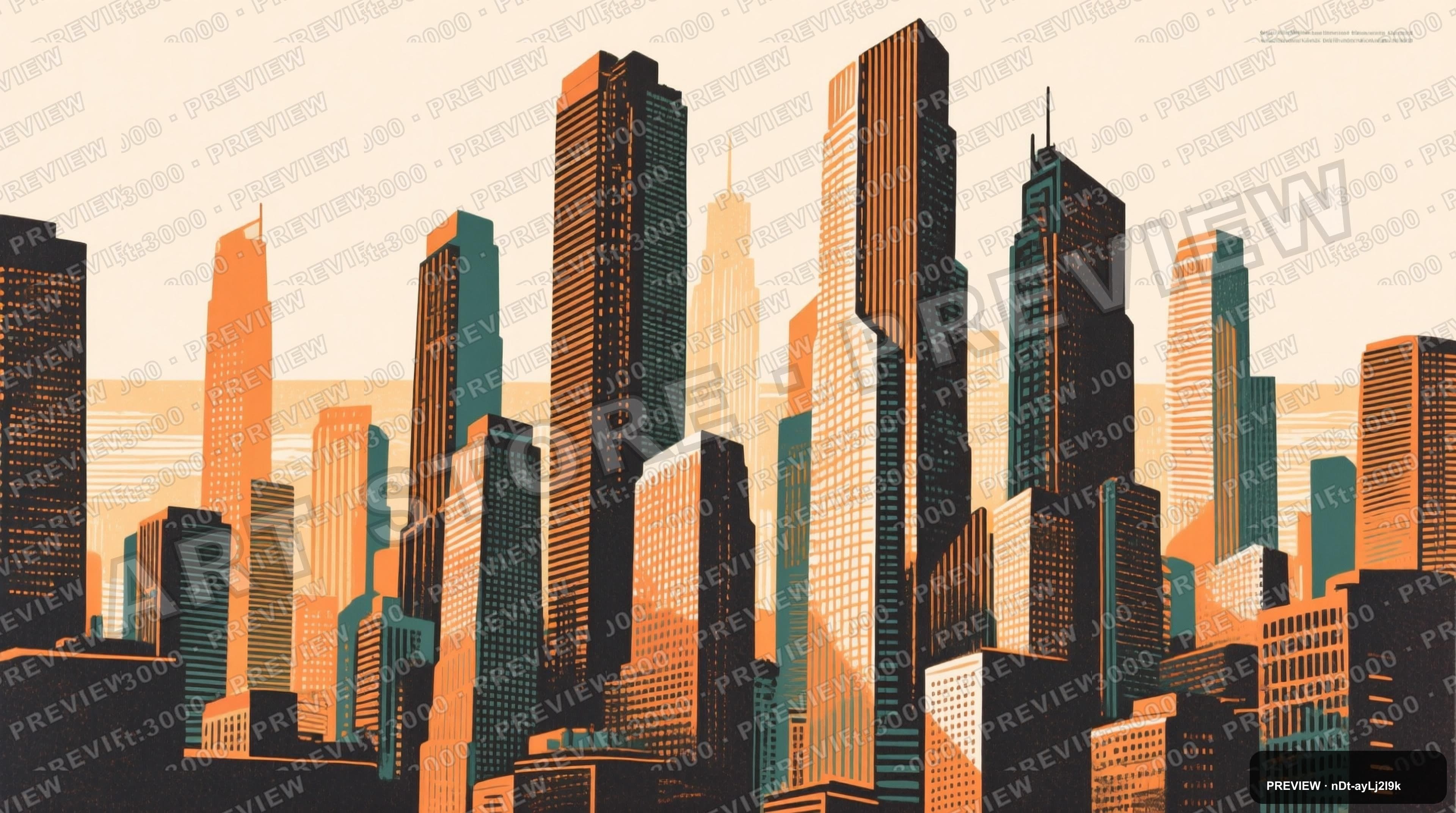 Skyscrapers, Abstract aesthetic, Screen Print, Serene mood, Warm Palette acce... — wallpaper — 3840×2144, Space, Cinematic, Serene