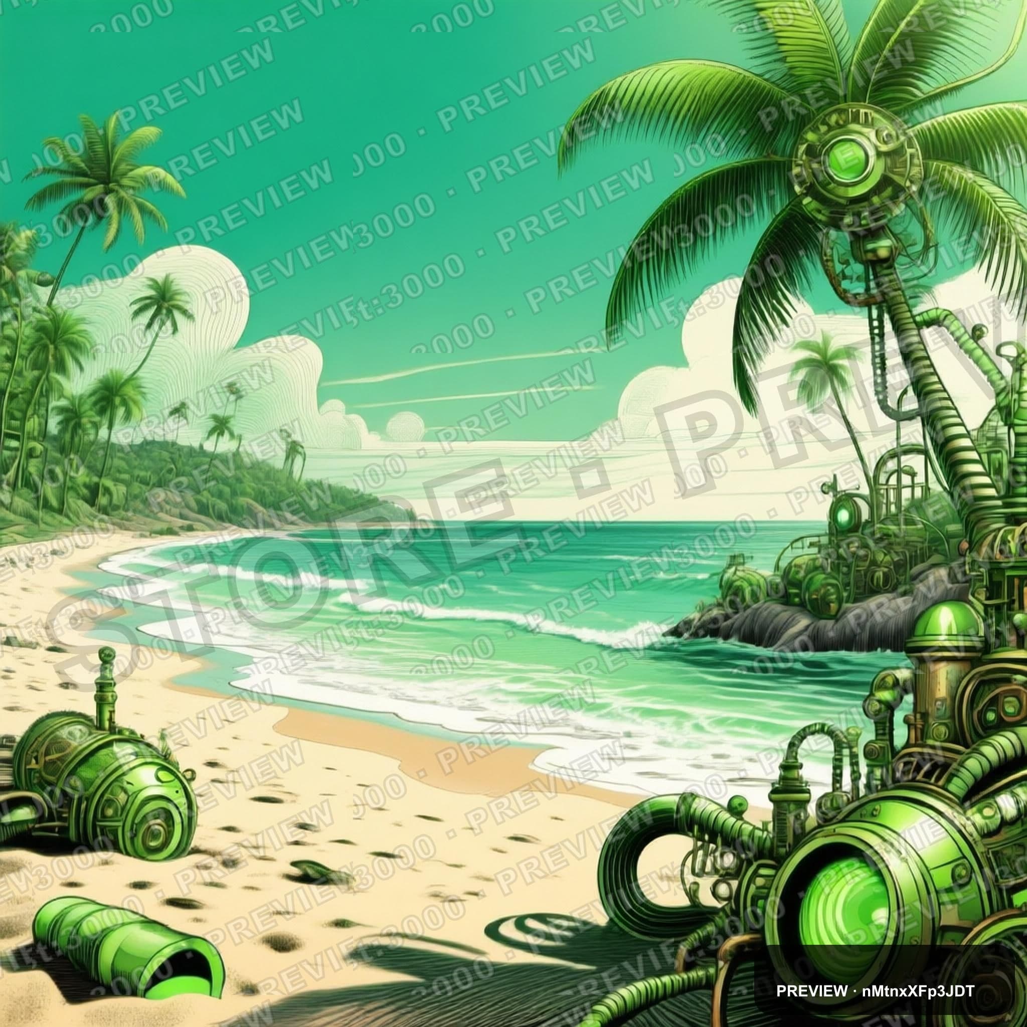 Beach, Steampunk aesthetic, Line Art, Bold mood, Lime accents, Retro vibe, hi... — wallpaper — 2048×2048, Space, Cinematic, Bold