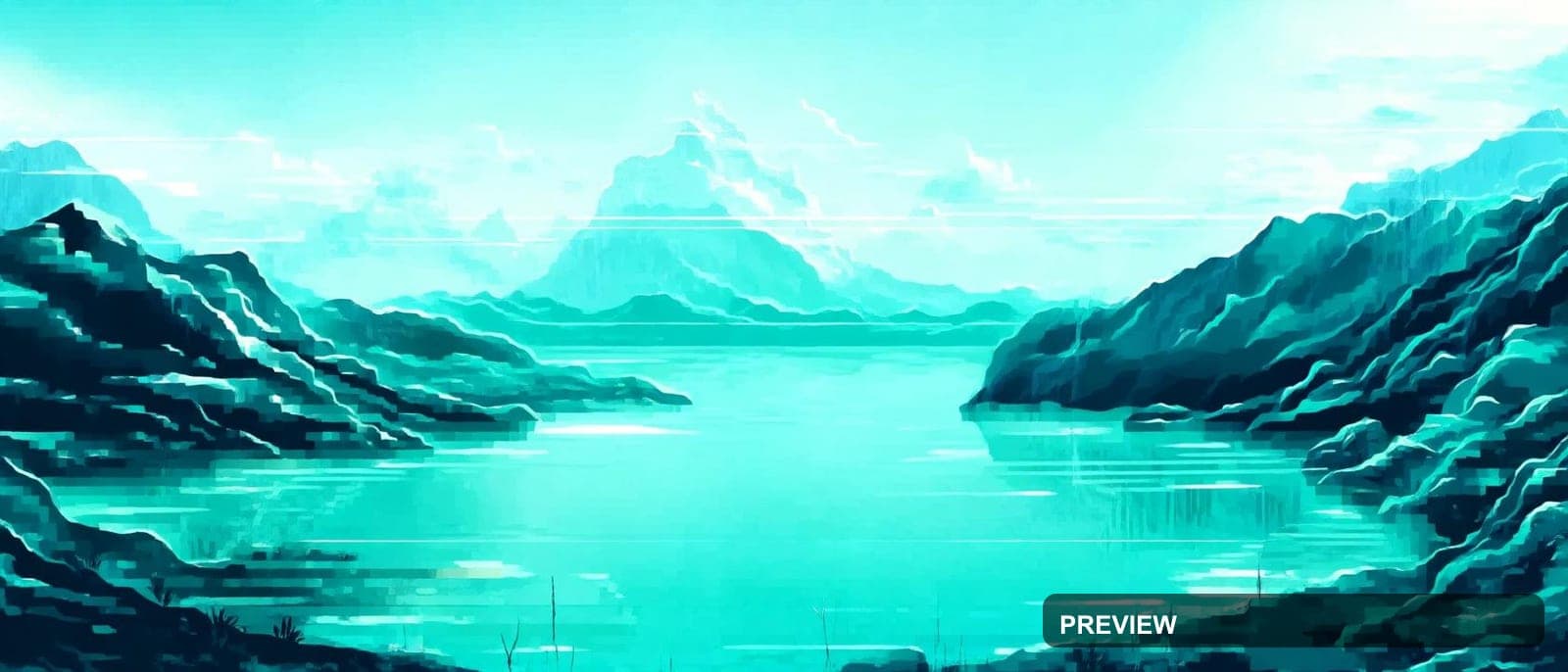 Mountain Lake, Retro Futurism aesthetic, Graphic Design, Nostalgic mood, Cool... — wallpaper — 1680×720, Space, Cinematic, Soft