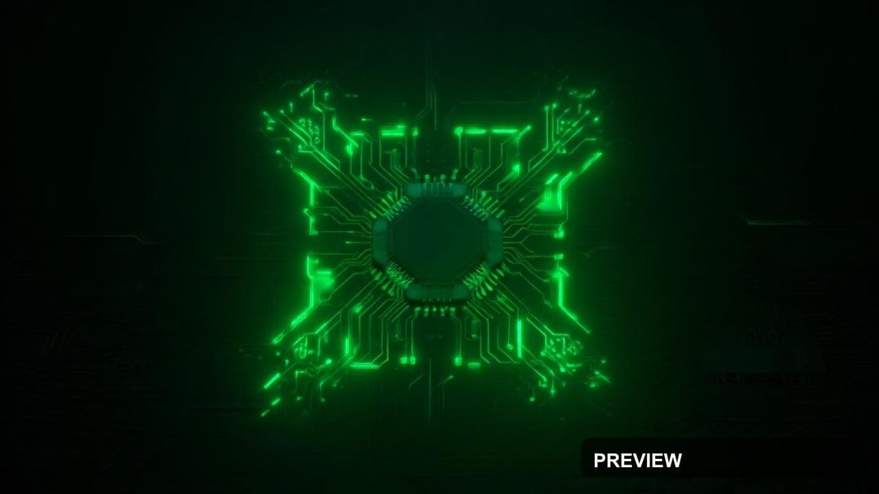 Microchip, Neon Noir aesthetic, Geometric, Serene mood, Neon Lime accents, St... — wallpaper — 1280×720, Neon, Cinematic, Serene