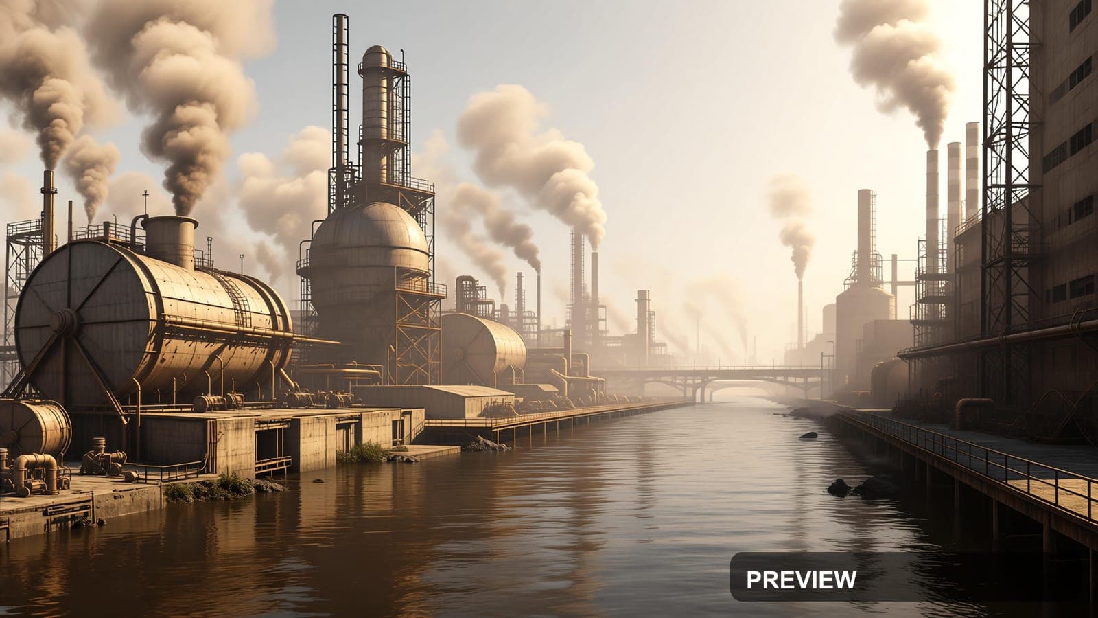 River, Industrial aesthetic, Architectural Visualization, Clean mood, Beige a... — wallpaper — 3840×2160, Space, Cinematic, Clean