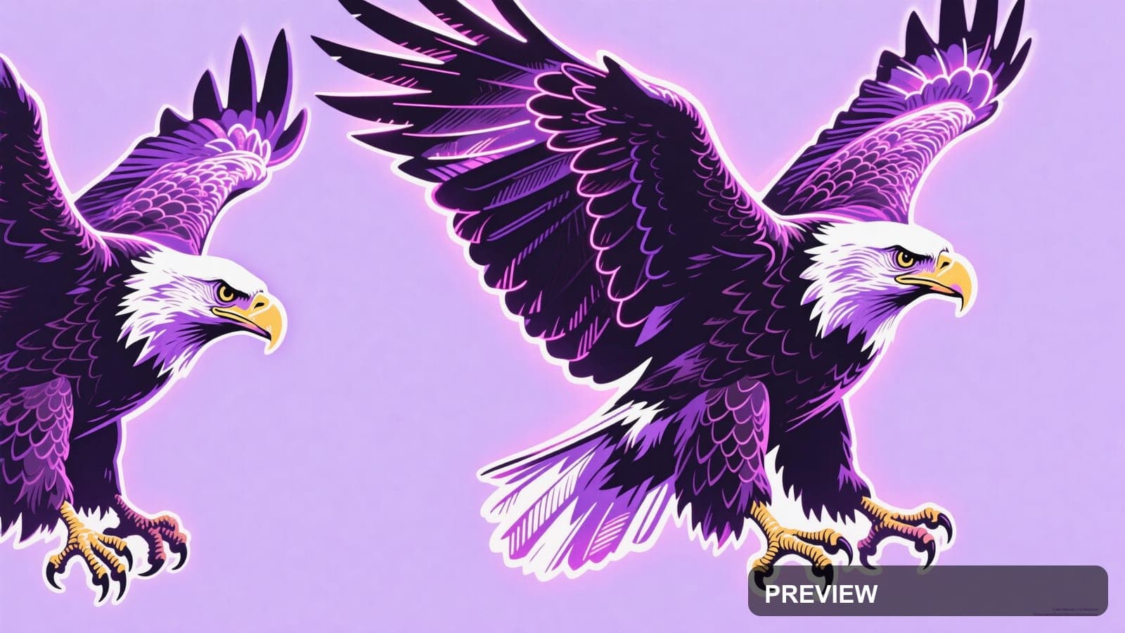 Eagles, Retro Arcade aesthetic, Screen Print, Dreamy mood, Violet accents, ul... — wallpaper — 3840×2160, Neon, Cinematic, Dreamy