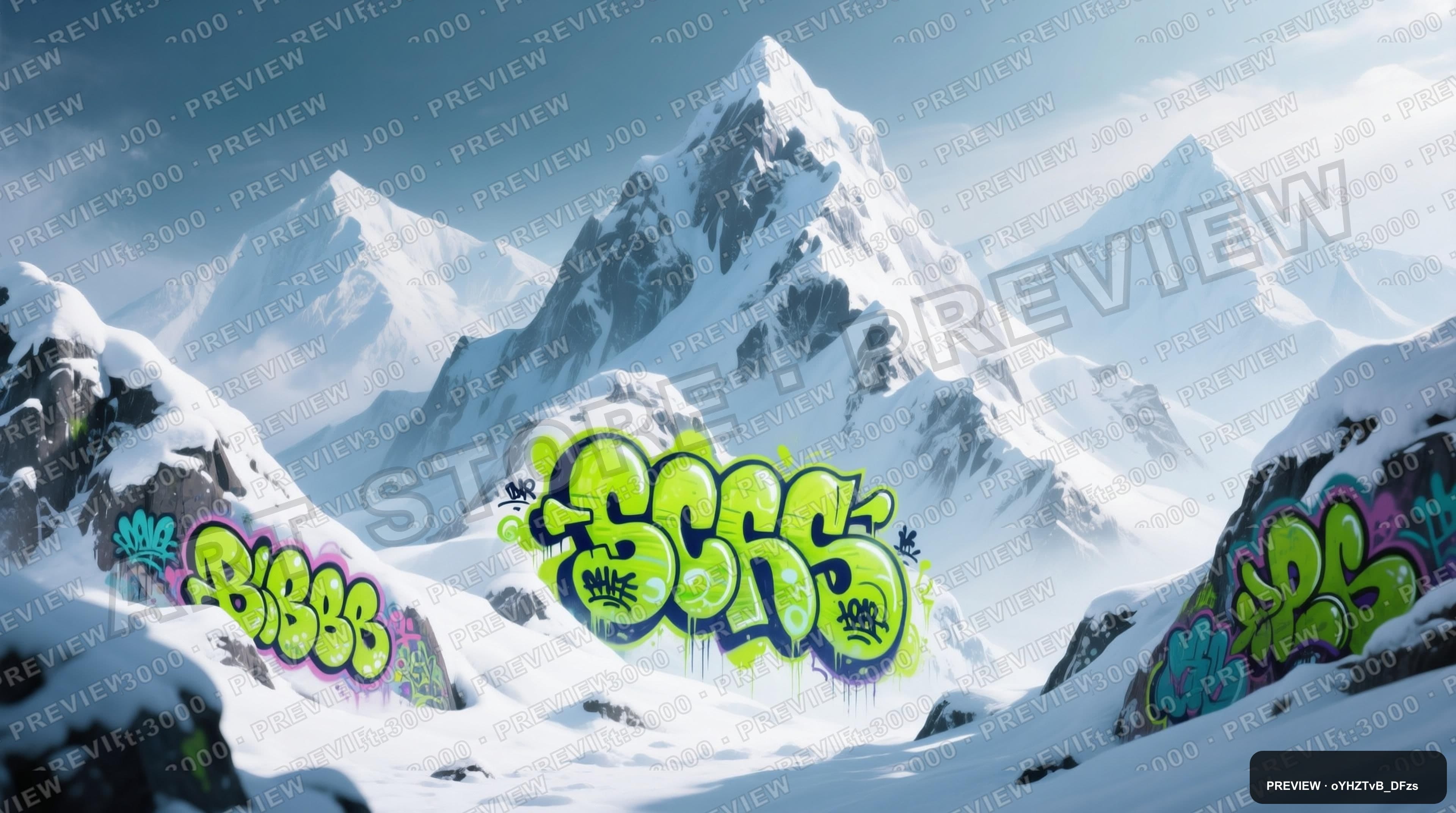 Snowy Peaks, Mythic aesthetic, Graffiti, Playful mood, Lime accents, high det... — wallpaper — 3840×2144, Space, Cinematic, Soft