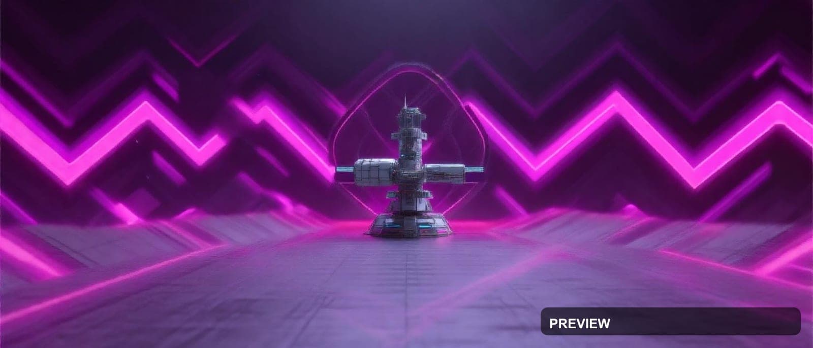 Space Station, Synthwave aesthetic, Charcoal, Energetic mood, Fuchsia accents... — wallpaper — 1680×720, Synthwave, Cinematic, Energetic