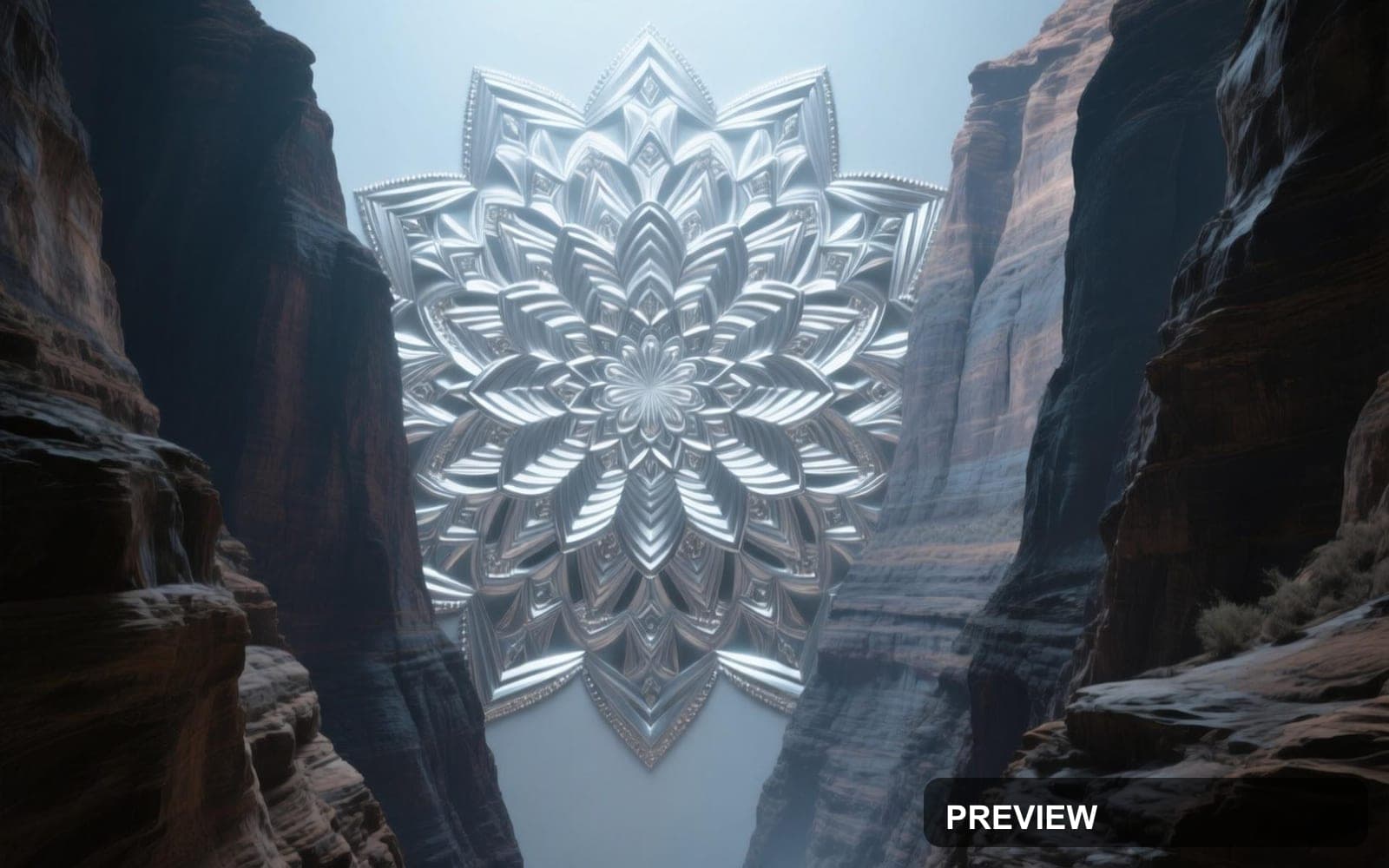 Canyon, Industrial aesthetic, VHS, Meditative mood, Silver accents, Kaleidosc... — wallpaper — 1920×1200, Space, Cinematic, Soft