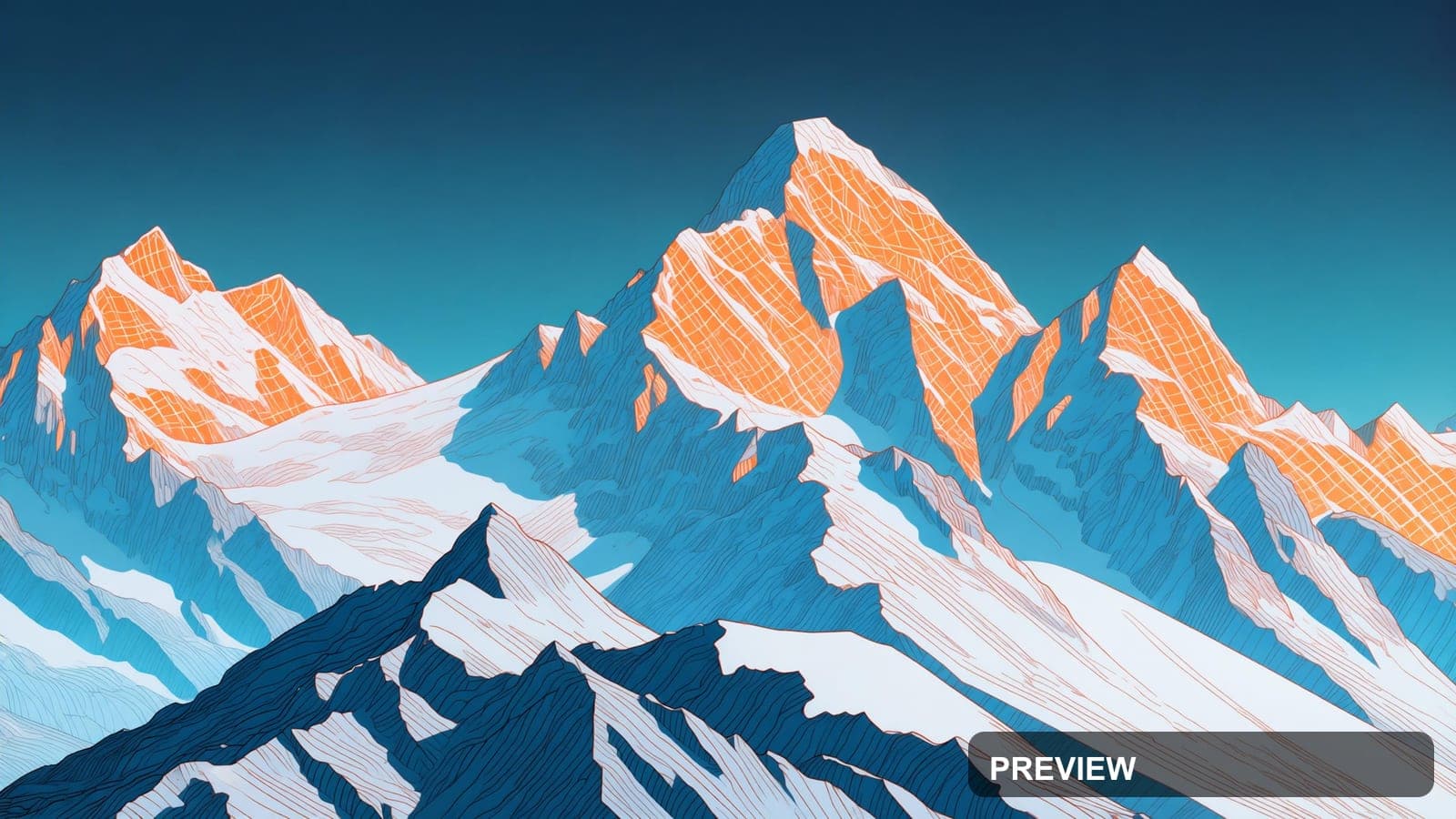 Snowy Peaks, Retro Futurism aesthetic, Graphic Novel, Playful mood, Amber acc... — wallpaper — 3840×2160, Neon, Cinematic, Soft