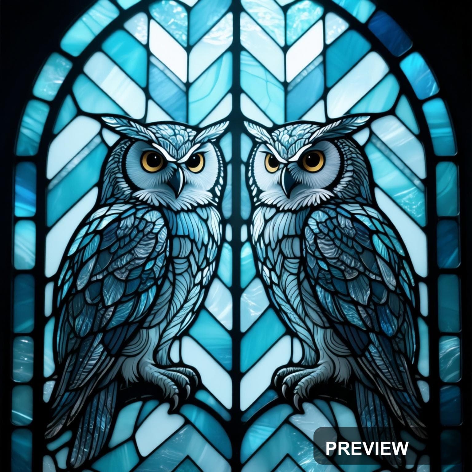 Owls, Chill aesthetic, Stained Glass, Luxurious mood, Ice Tones accents, Chev... — wallpaper — 1536×1536, Space, Cinematic, Soft
