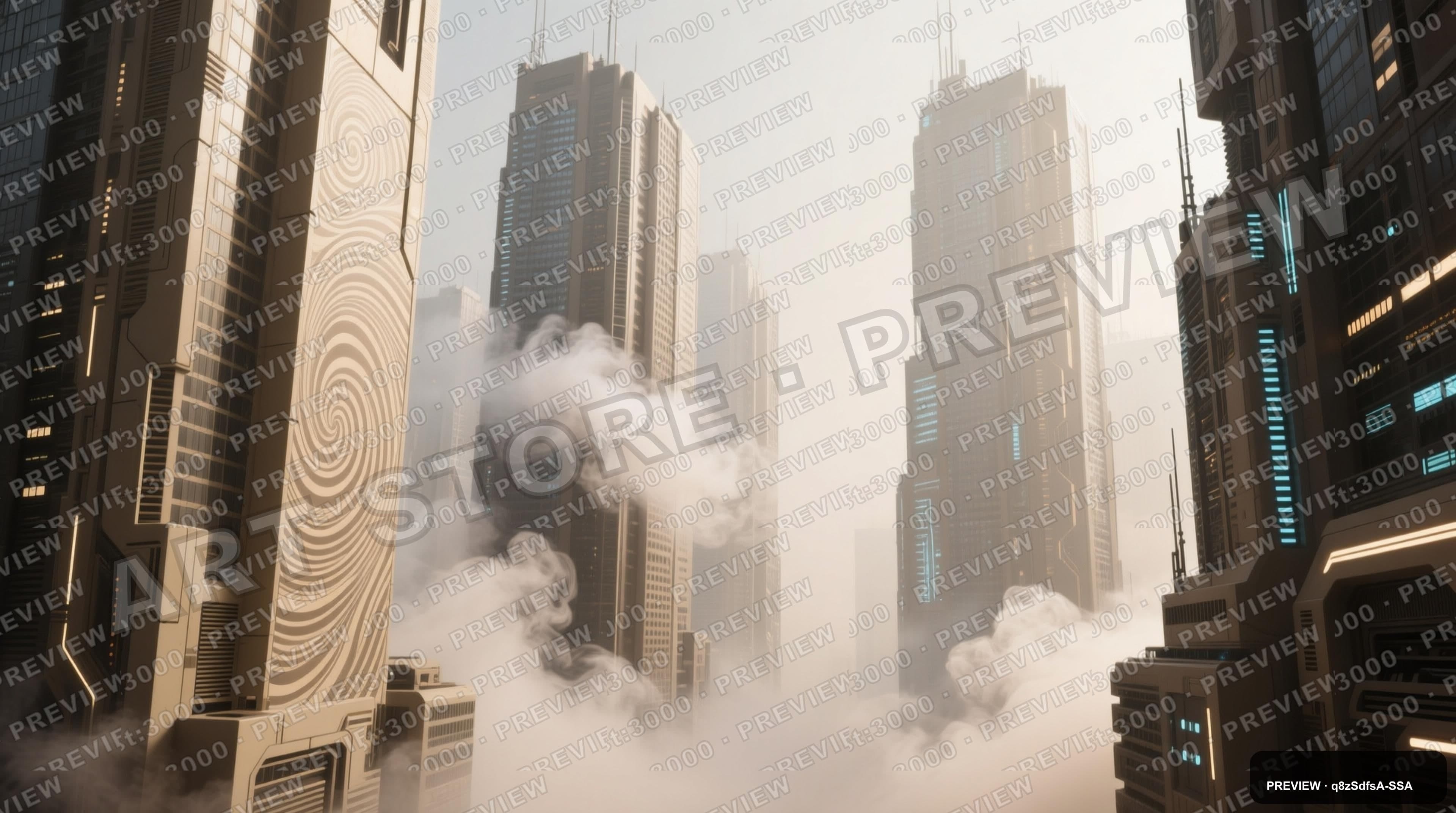 Skyscrapers, Tech aesthetic, CRT, Calm mood, Beige accents, Smoke Swirls patt... — wallpaper — 3840×2144, Space, Cinematic, Calm