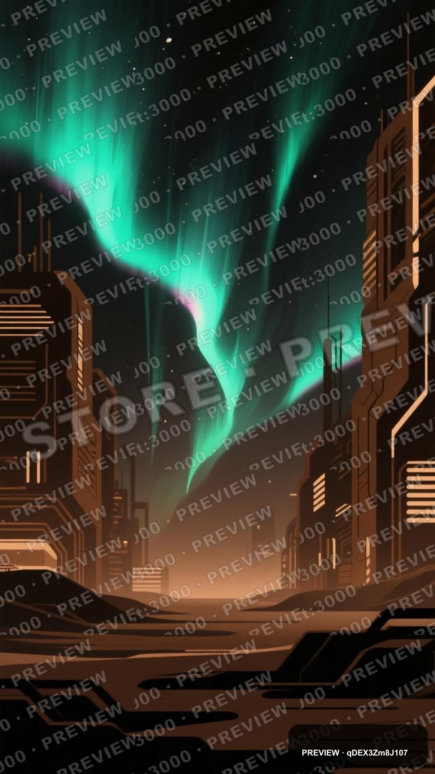 Aurora, Cyberpunk aesthetic, Flat Design, Dark mood, Brown accents, high deta... — wallpaper — 1440×2560, Cyberpunk, Cinematic, Dark