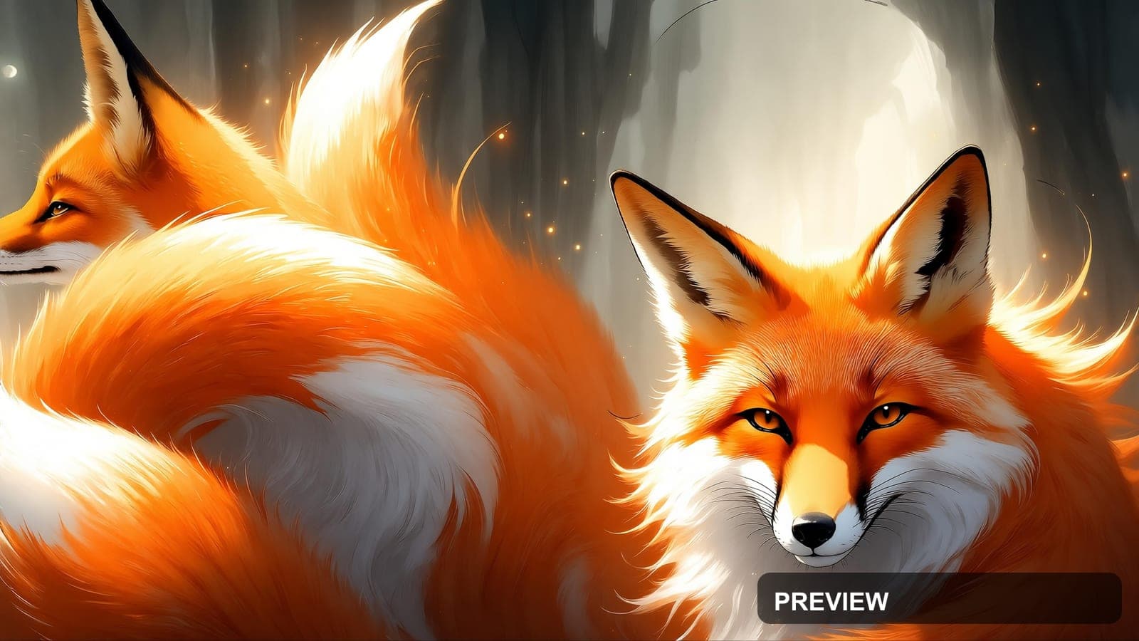 Foxes, Fantasy aesthetic, Ink Wash, Serene mood, Tri-tone accents, high detai... — wallpaper — 3840×2160, Space, Cinematic, Serene