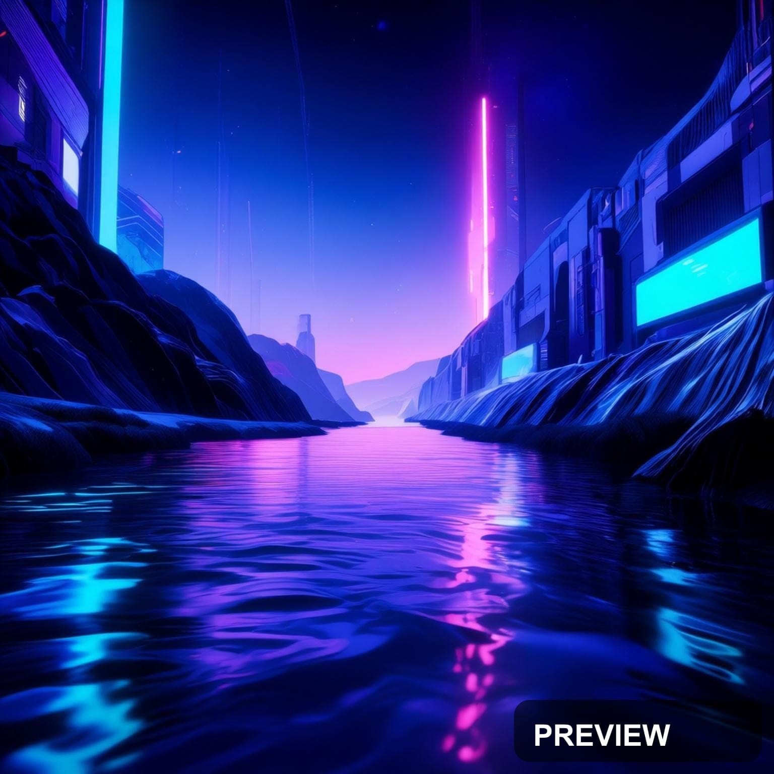 River, Spacepunk aesthetic, CRT, Clean mood, Vibrant accents, 70s vibe, high ... — wallpaper — 1536×1536, Space, Cinematic, Clean