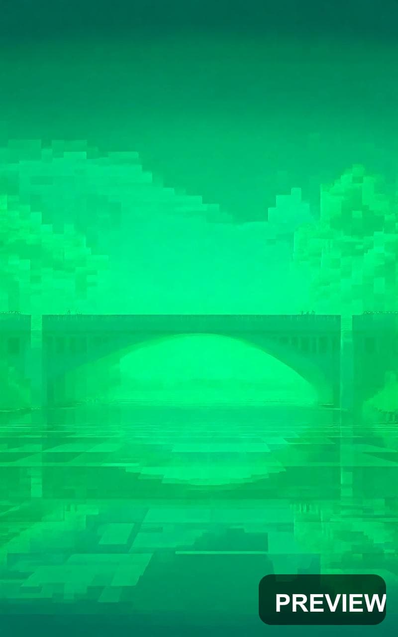 Bridge, Surreal aesthetic, Pixel Art, Serene mood, Neon Green accents, Retro ... — wallpaper — 800×1280, Neon, Cinematic, Serene