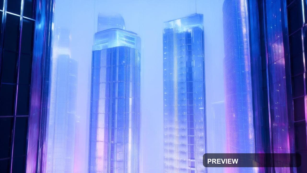 Glass Towers, Synthwave aesthetic, Cinematic, Cozy mood, Silver accents, high... — wallpaper — 1280×720, Synthwave, Cinematic, Cozy