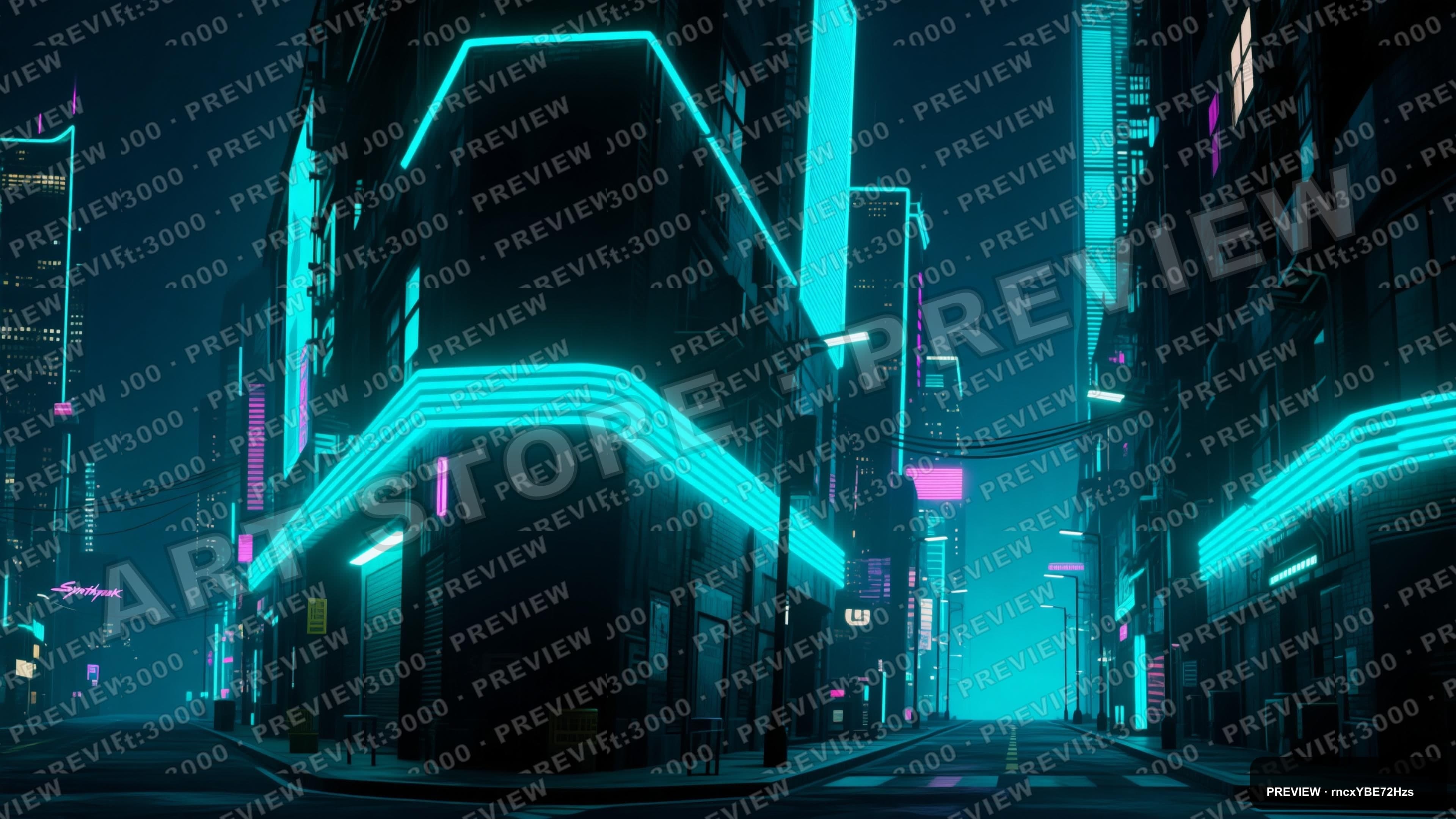 Downtown, Synthwave aesthetic, VHS, Dark mood, Neon Cyan accents, ultra clean... — wallpaper — 3840×2160, Neon, Cinematic, Dark