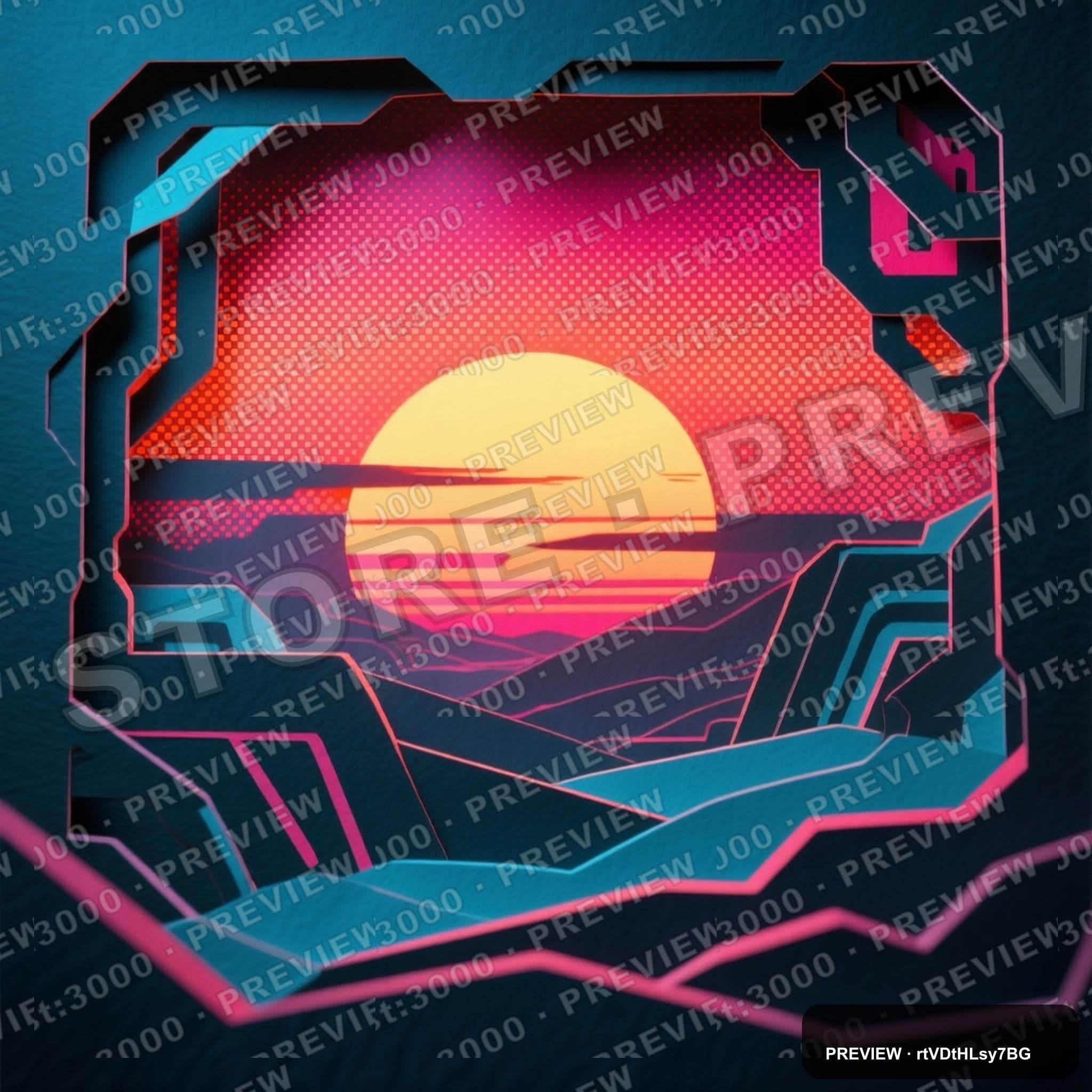 Sunset, Cyberpunk aesthetic, Paper Cut, Bold mood, High Contrast accents, Hal... — wallpaper — 2048×2048, Cyberpunk, Cinematic, Bold