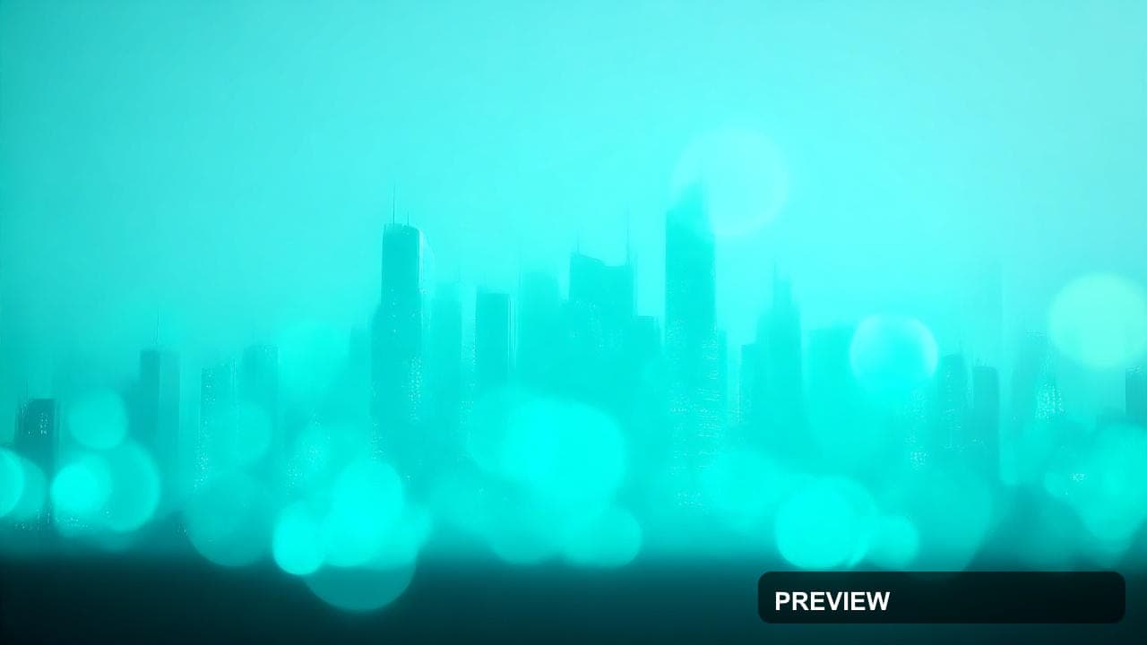 Skyline, Cyberpunk aesthetic, Minimalist, Meditative mood, Turquoise accents,... — wallpaper — 1280×720, Cyberpunk, Cinematic, Soft