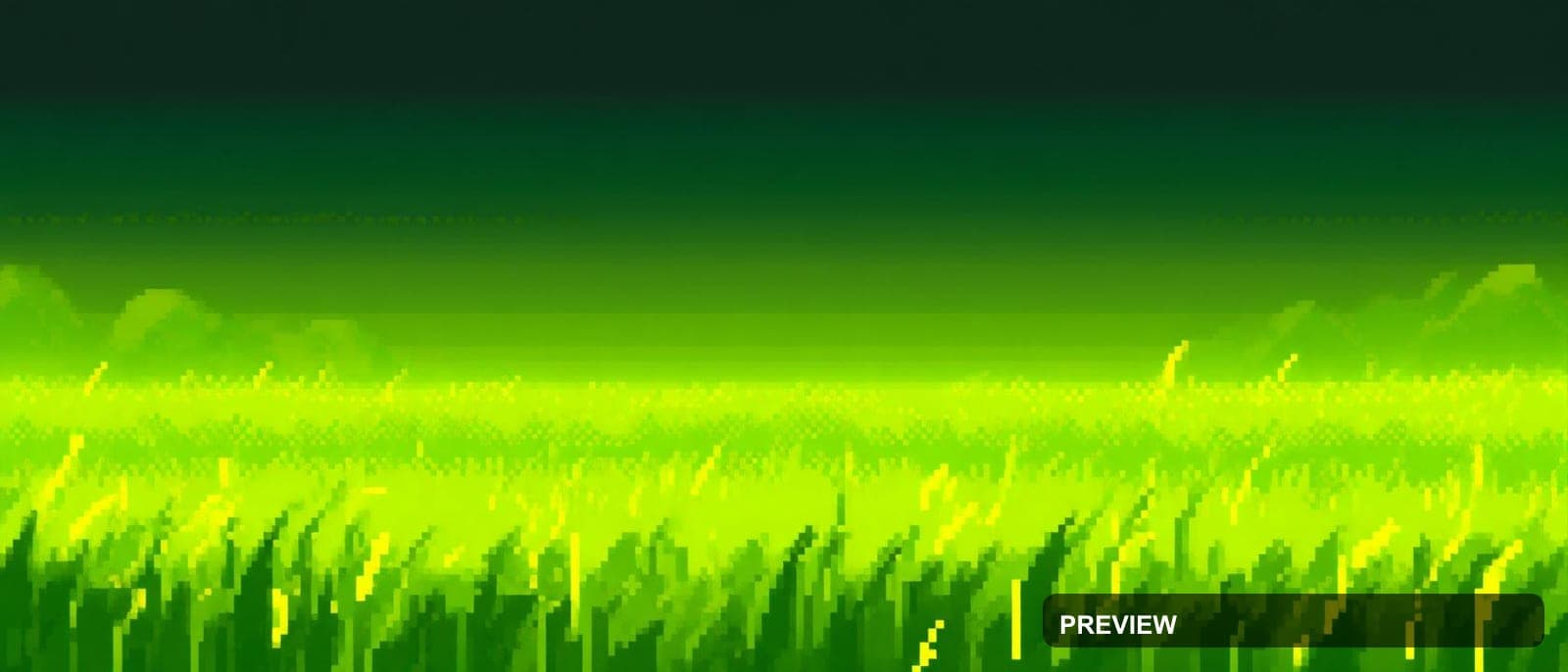 Meadow, Minimal aesthetic, Pixel Art, Epic mood, Neon Yellow accents, 70s vib... — wallpaper — 1680×720, Neon, Cinematic, Soft