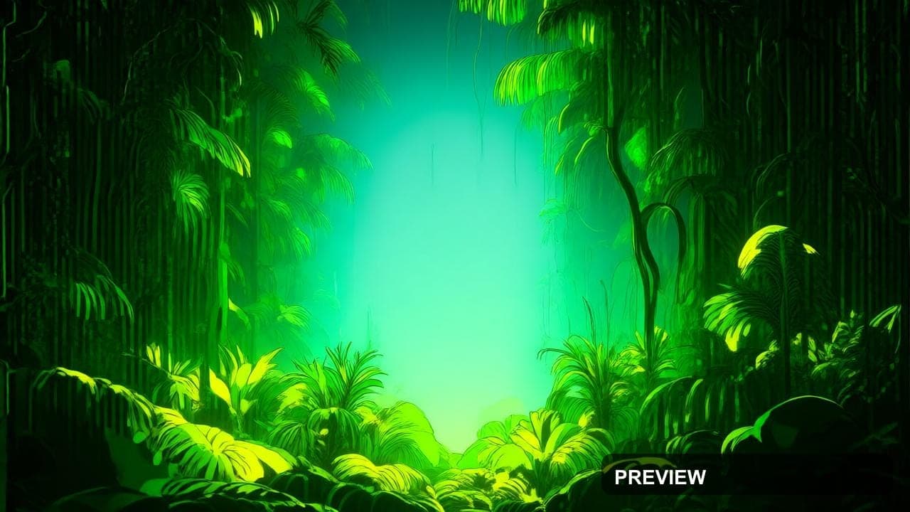 Rainforest, Space aesthetic, Pop Art, Dreamy mood, Neon Yellow accents, 80s v... — wallpaper — 1280×720, Neon, Cinematic, Dreamy