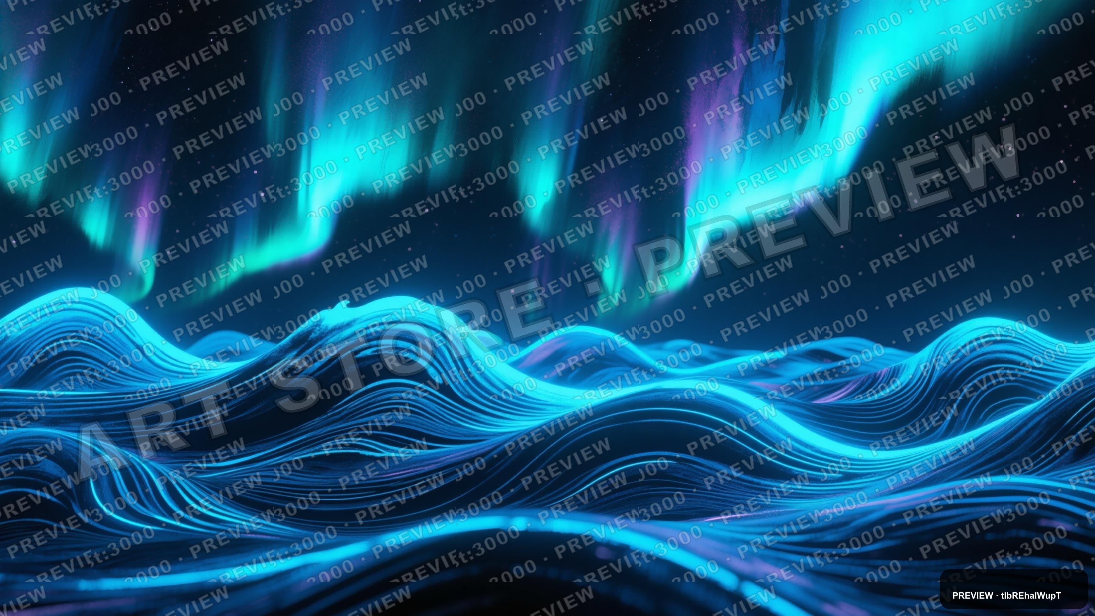 Aurora, Abstract aesthetic, Airbrush, Mysterious mood, Neon Blue accents, Wav... — wallpaper — 3840×2160, Neon, Cinematic, Mysterious