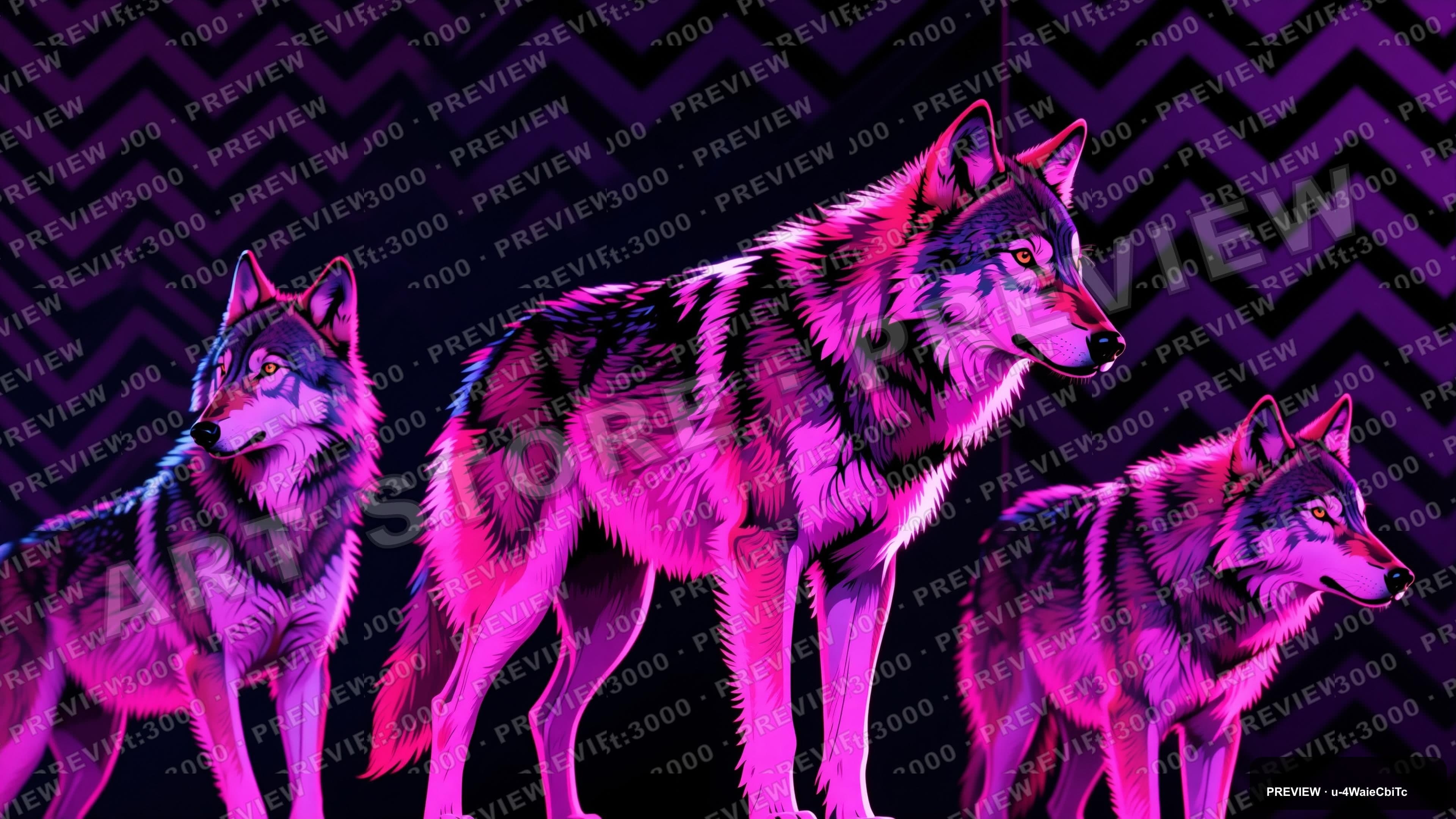 Wolves, Retro Arcade aesthetic, Long Exposure, Noir mood, Fuchsia accents, He... — wallpaper — 3840×2160, Neon, Cinematic, Noir