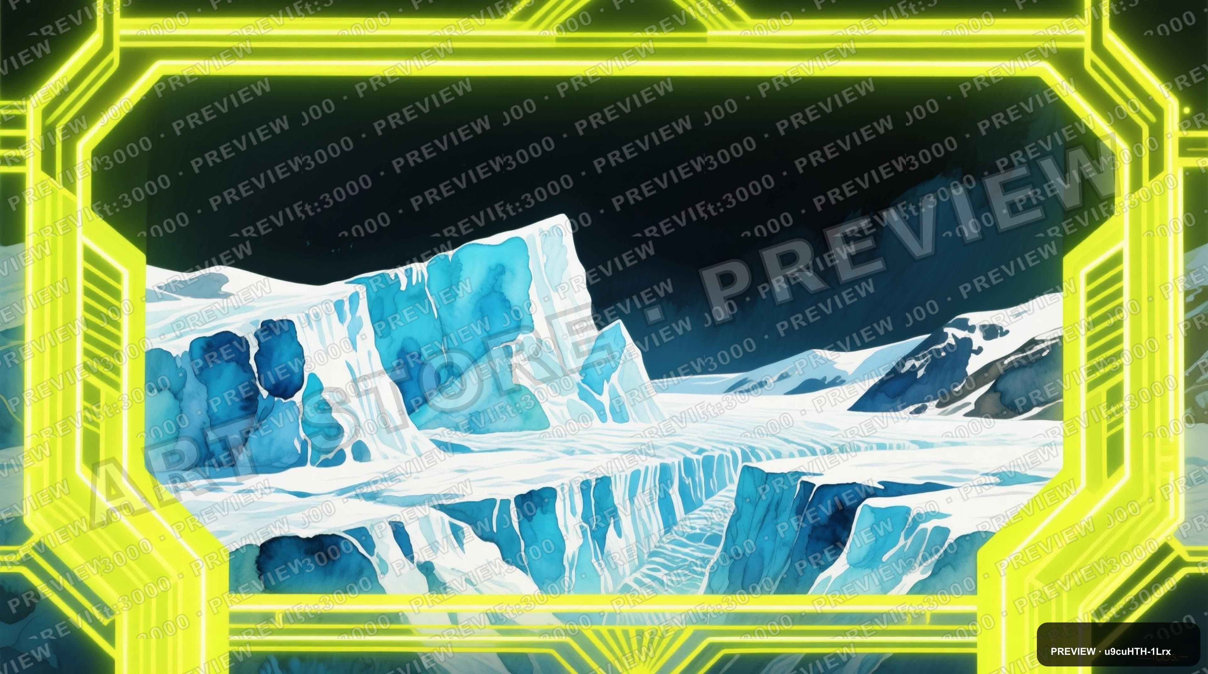 Glacier, Retro Arcade aesthetic, Watercolor, Energetic mood, Neon Yellow acce... — wallpaper — 3840×2144, Neon, Cinematic, Energetic