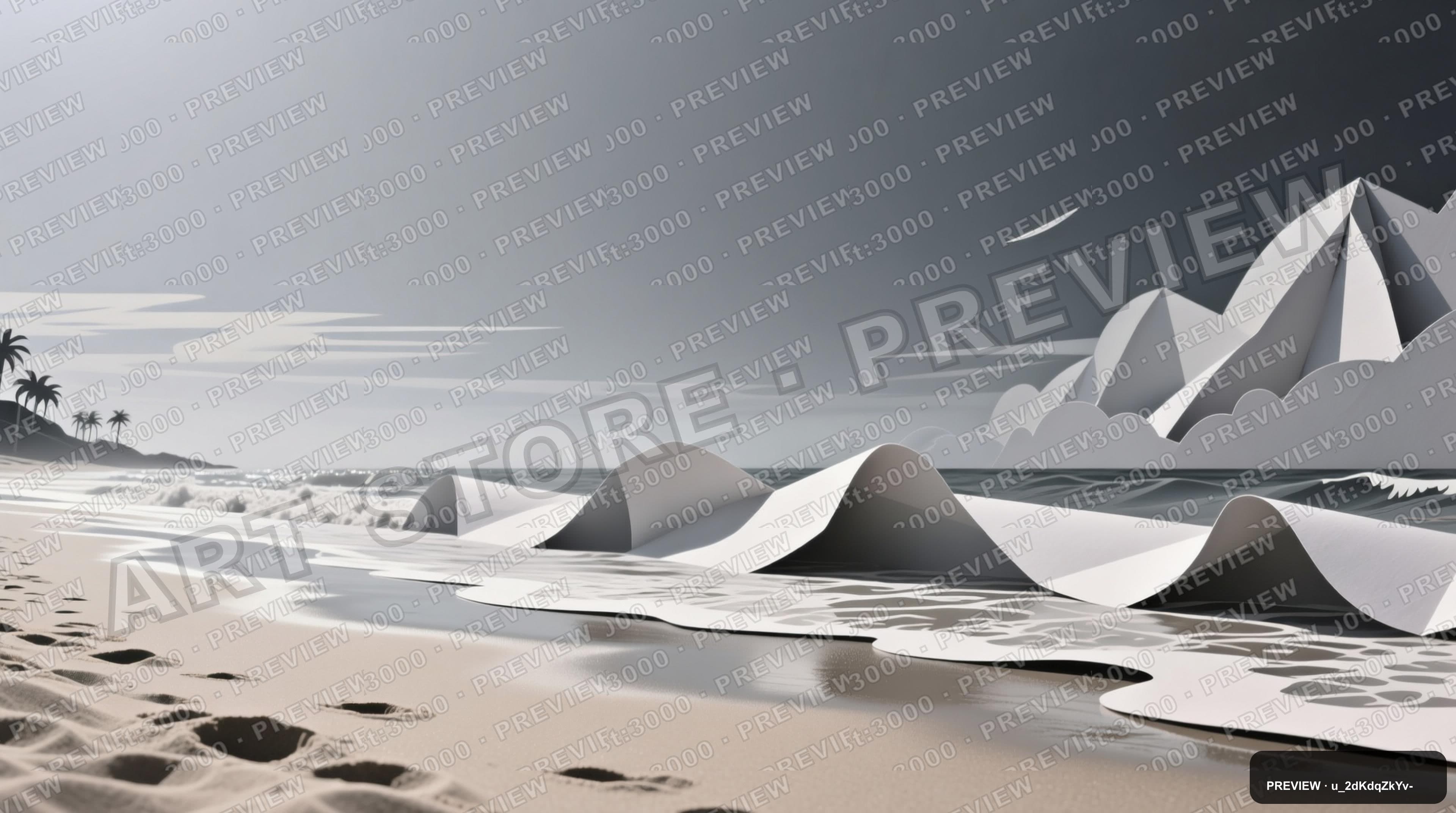 Beach, Surreal aesthetic, Paper Cut, Nostalgic mood, Gray accents, 90s vibe, ... — wallpaper — 3840×2144, Space, Cinematic, Soft