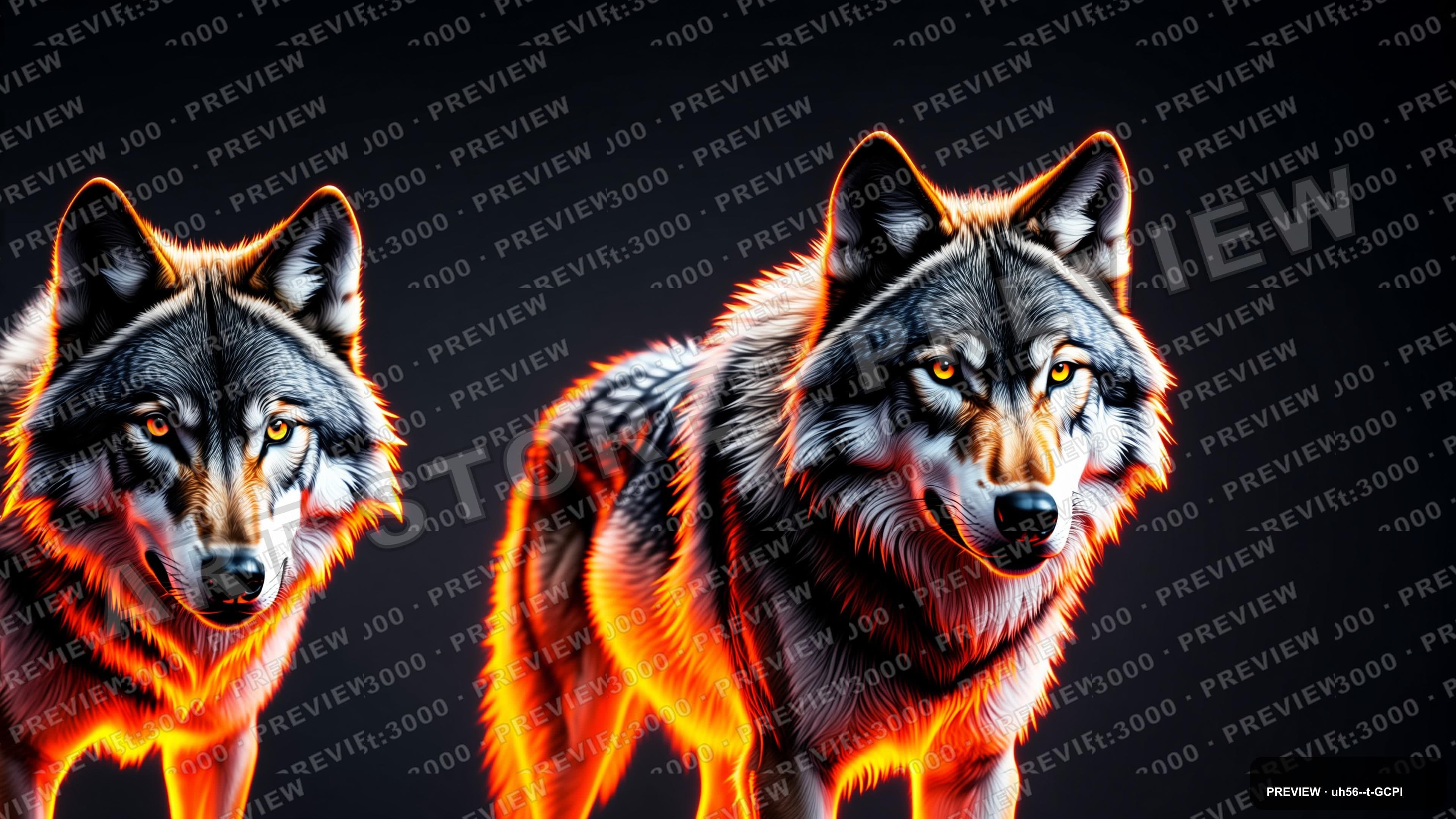 Wolves, Neon aesthetic, Charcoal, Energetic mood, Neon Orange accents, ultra ... — wallpaper — 3840×2160, Neon, Cinematic, Energetic