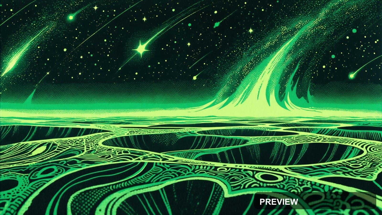 Starfield, Fantasy aesthetic, Risograph, Luxurious mood, Lime accents, high d... — wallpaper — 3840×2160, Space, Cinematic, Soft